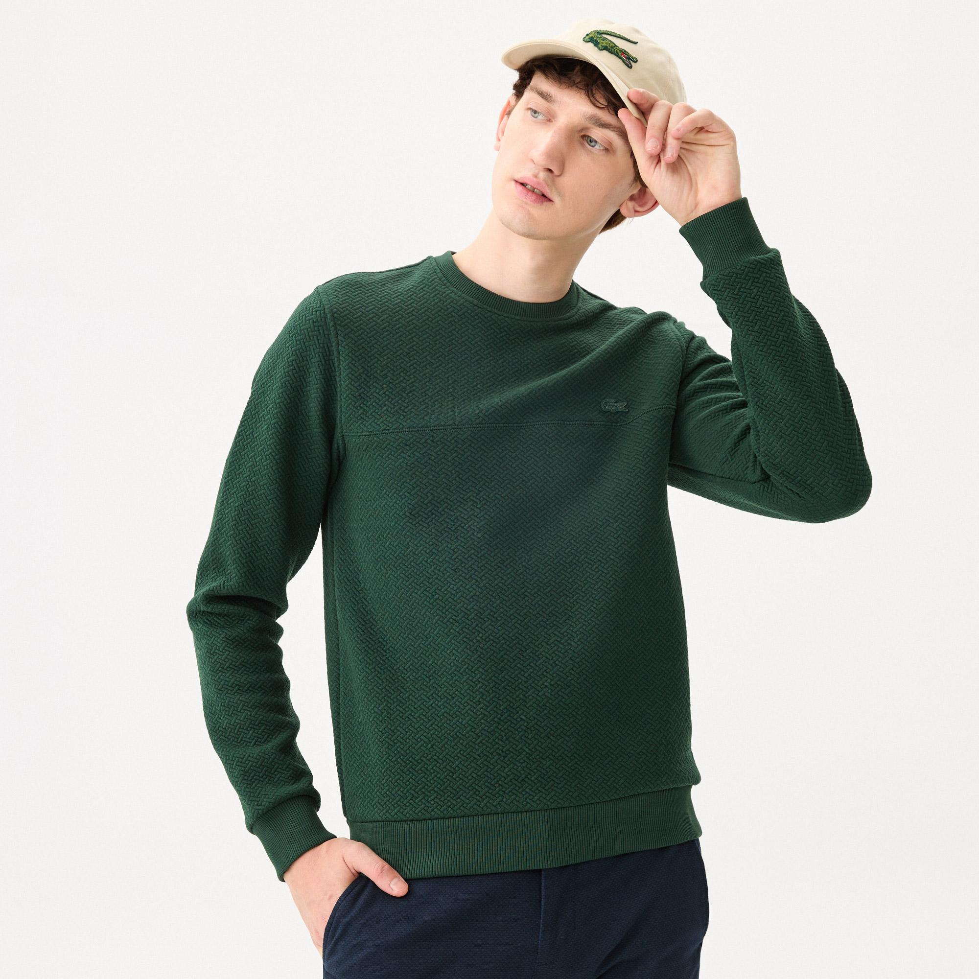 Lacoste Erkek Regular Fit Uzun Kollu Bisiklet Yaka Koyu Yeşil T-Shirt