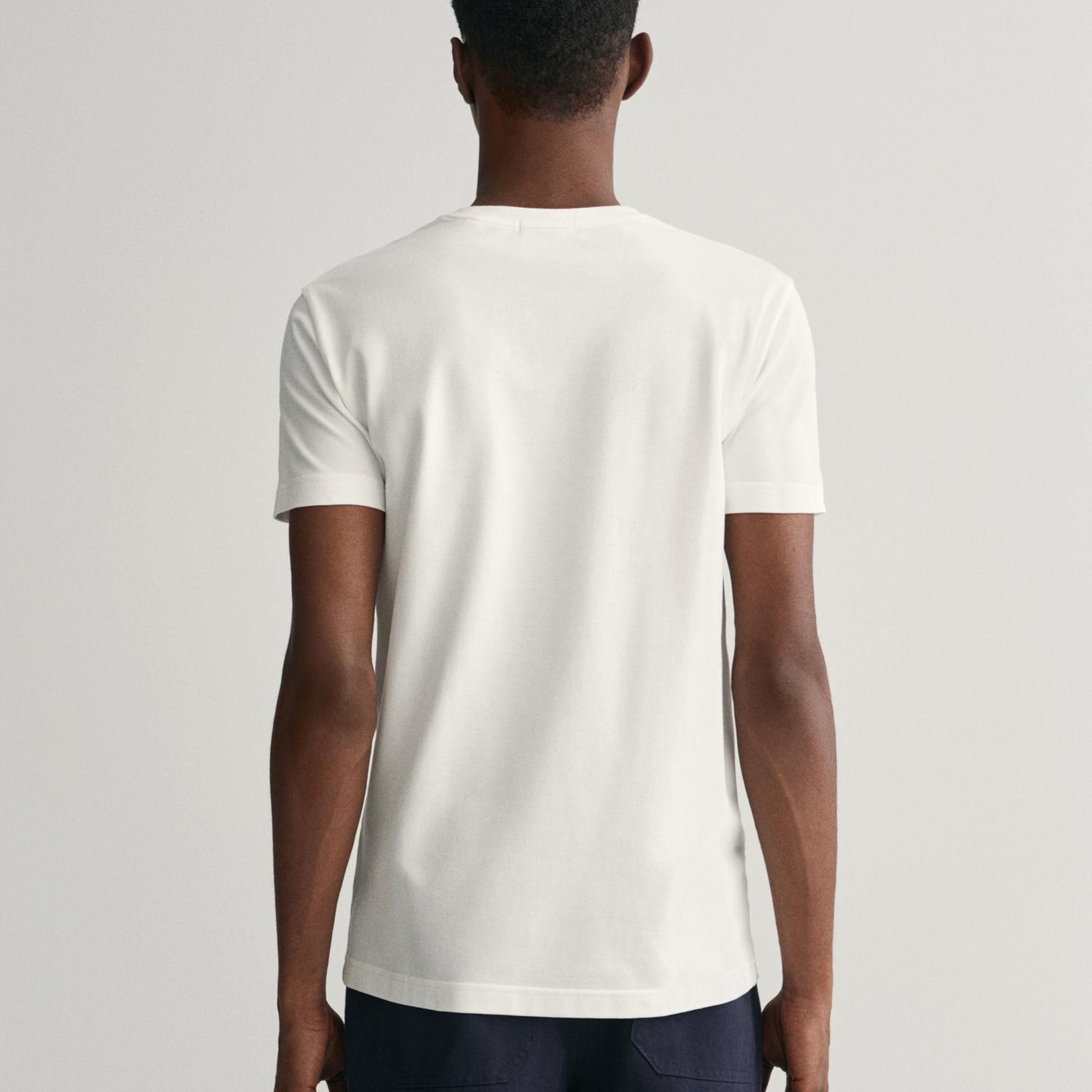 GANT Erkek Beyaz Slim Fit Bisiklet Yaka T-Shirt