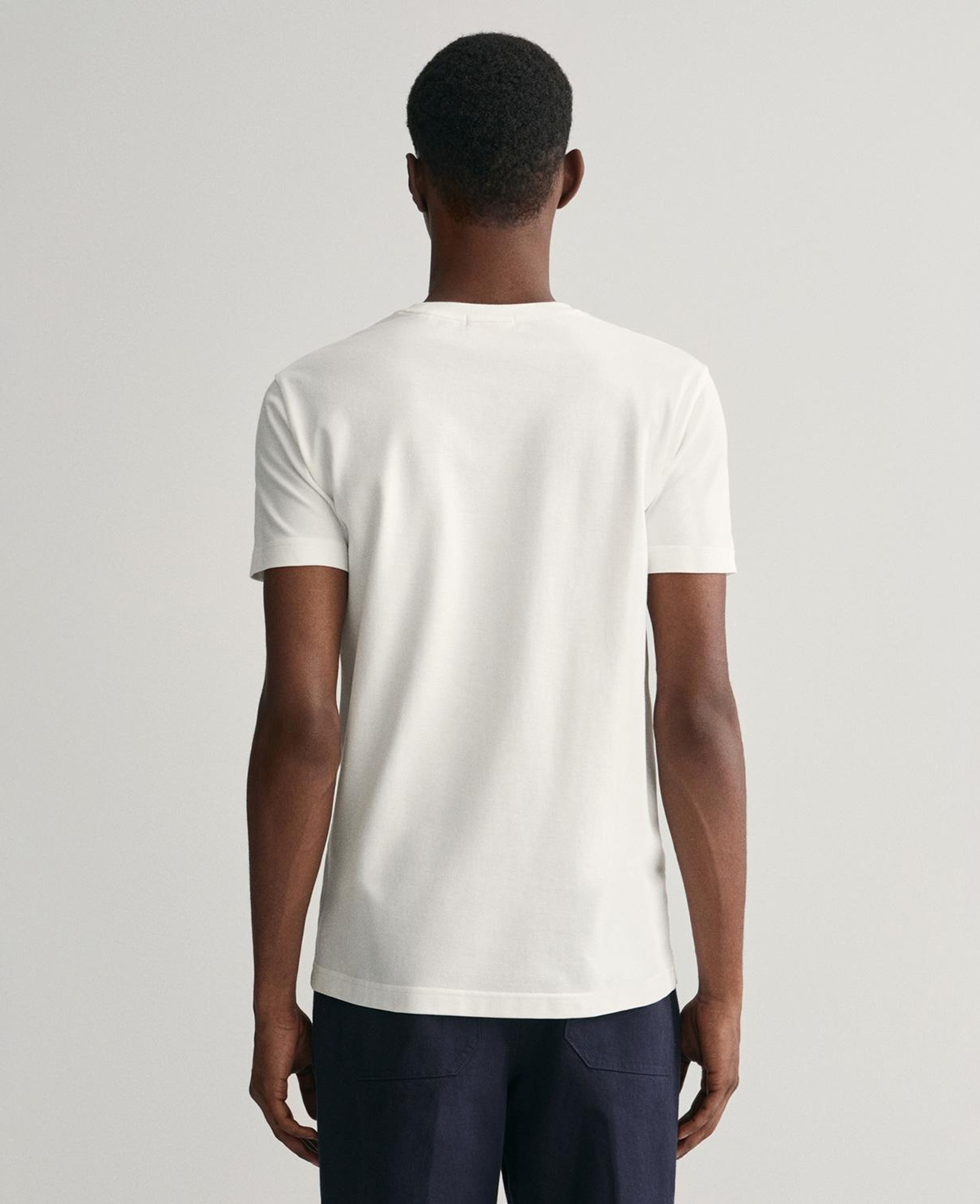 GANT Erkek Beyaz Slim Fit Bisiklet Yaka T-Shirt