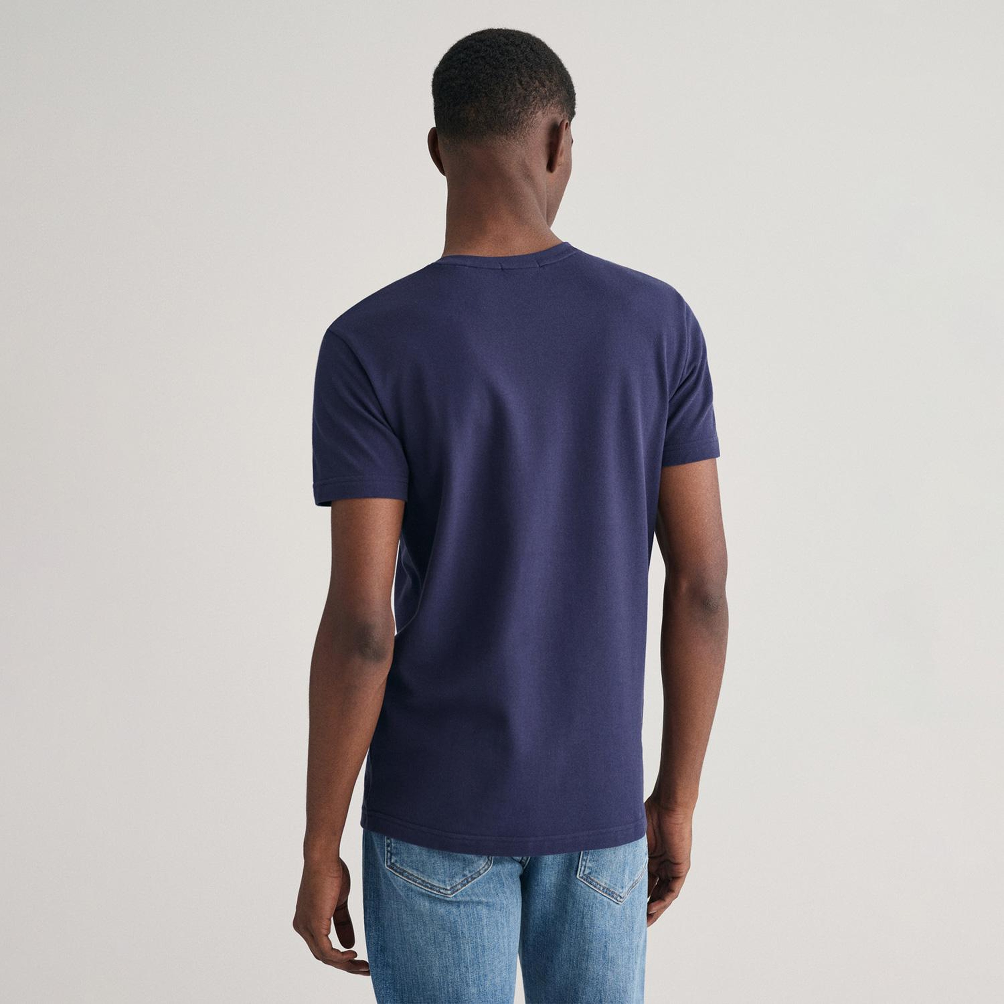 GANT Erkek Lacivert Slim Fit Bisiklet Yaka T-Shirt