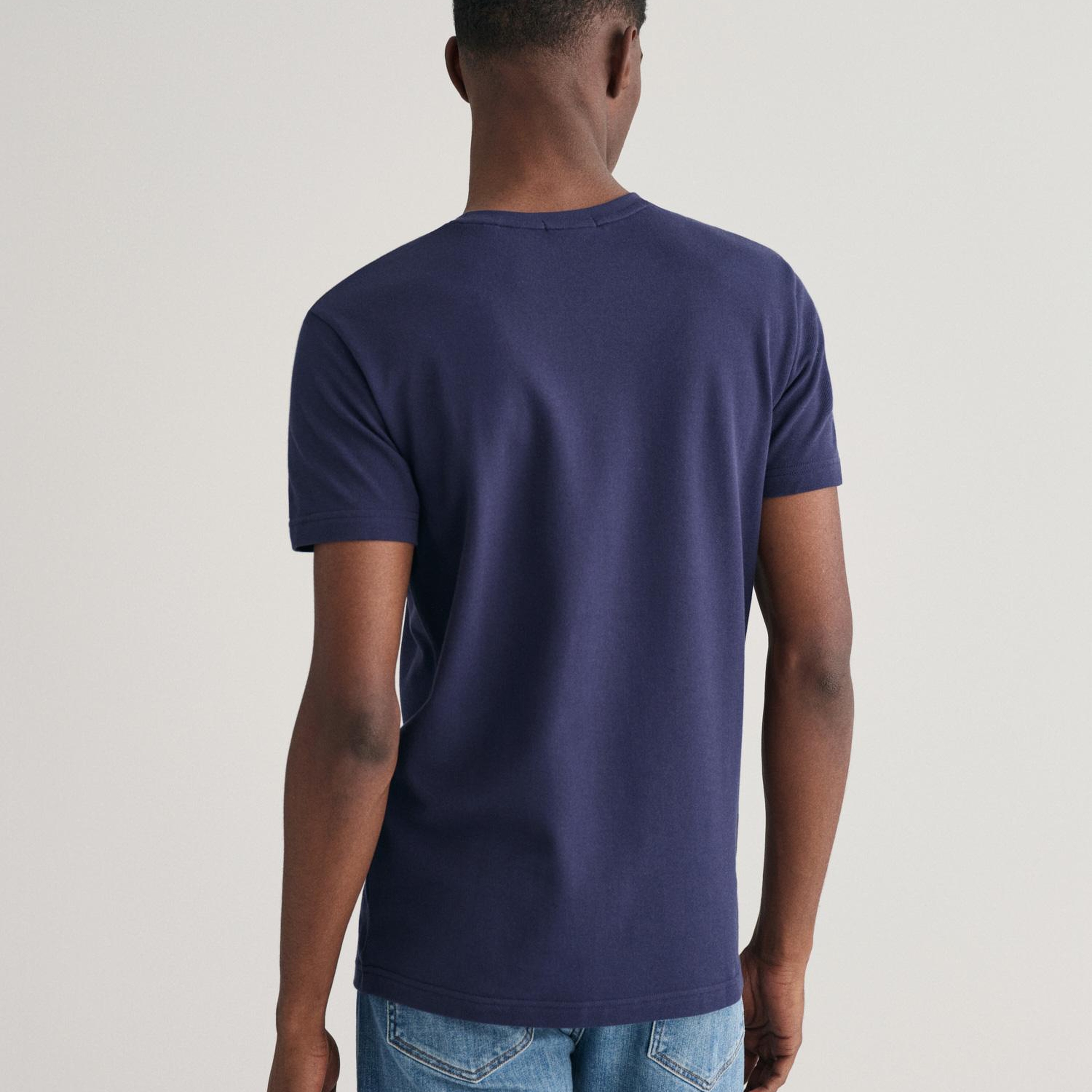 GANT Erkek Lacivert Slim Fit Bisiklet Yaka T-Shirt