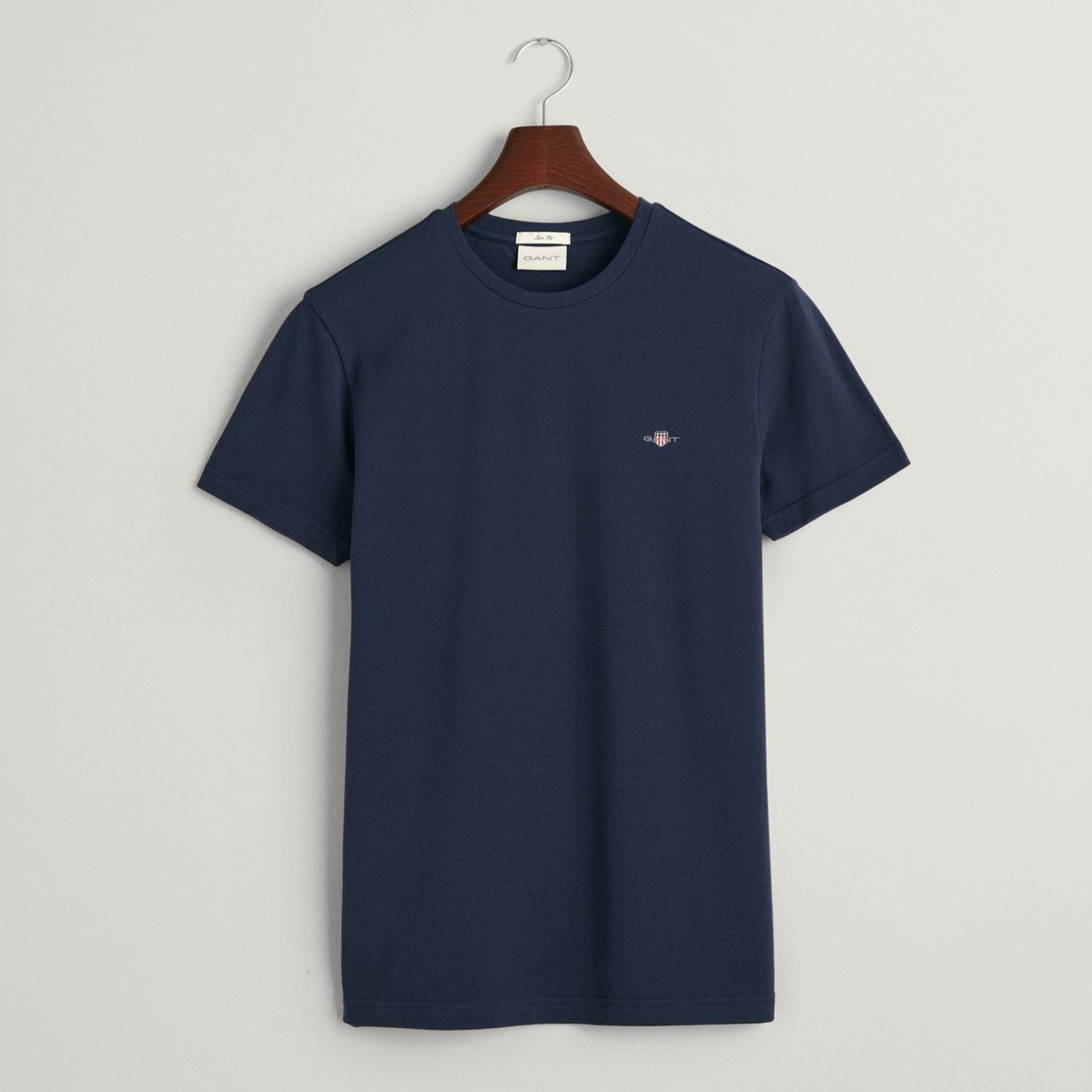 GANT Erkek Lacivert Slim Fit Bisiklet Yaka T-Shirt
