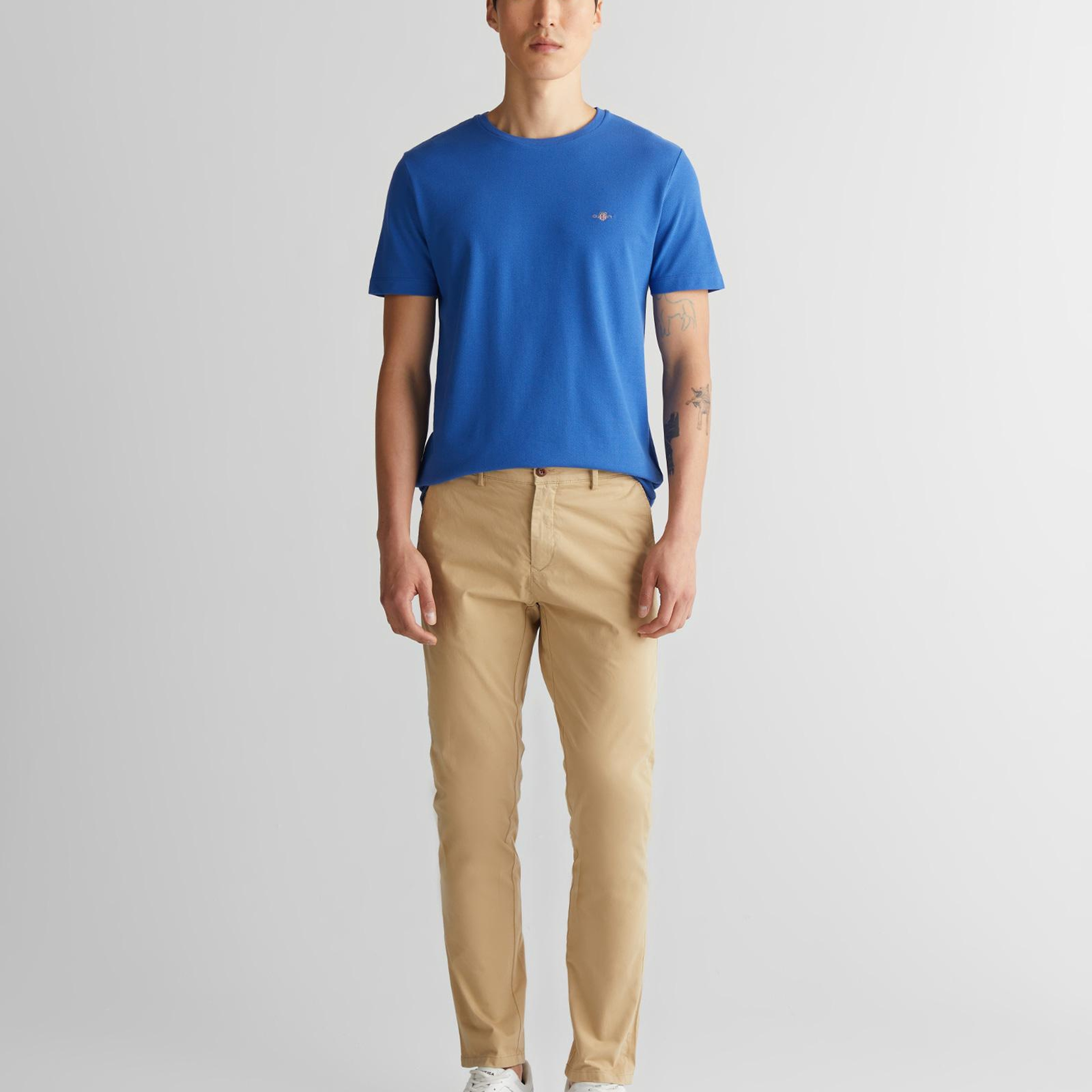 GANT Erkek Lacivert Slim Fit Bisiklet Yaka T-Shirt