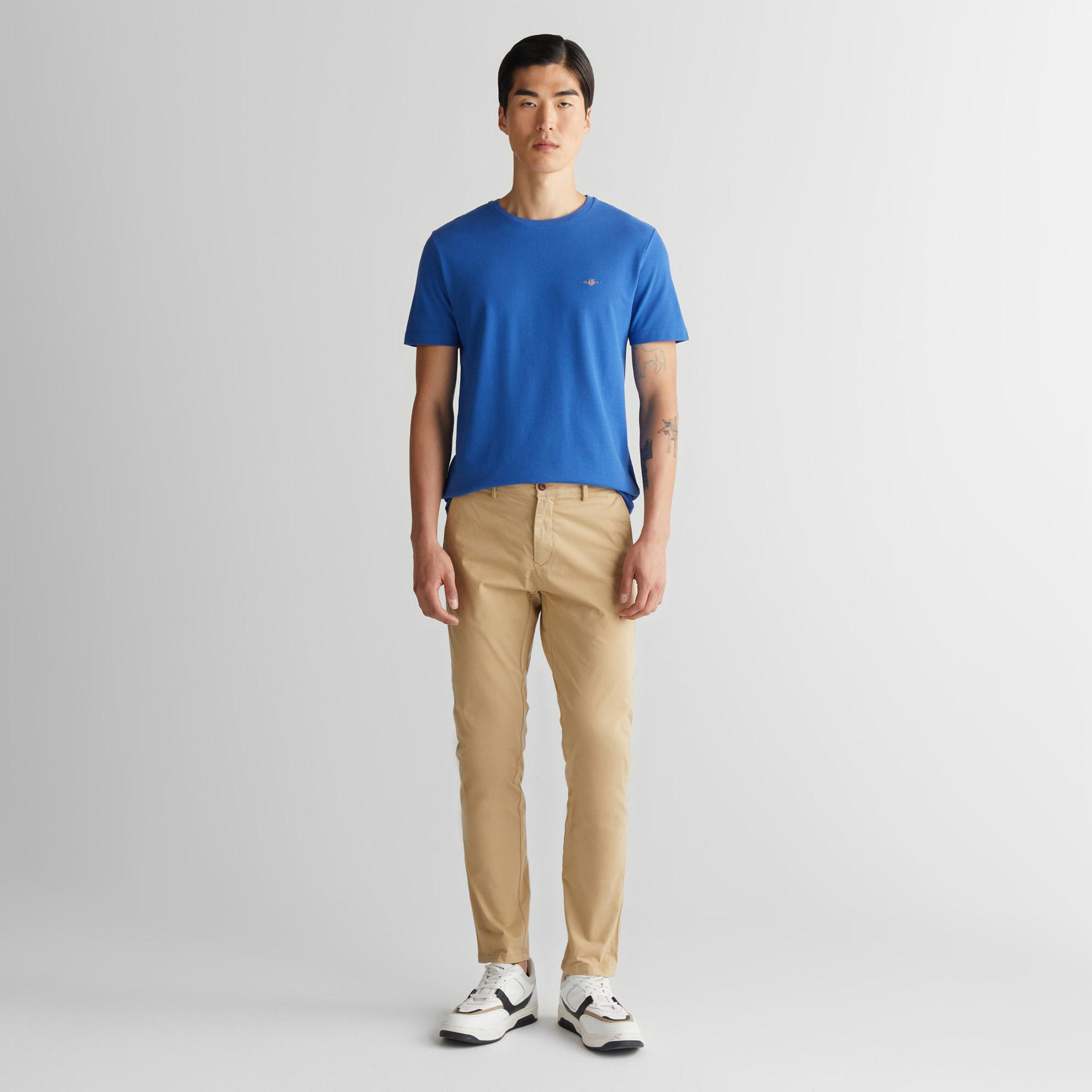 GANT Erkek Lacivert Slim Fit Bisiklet Yaka T-Shirt