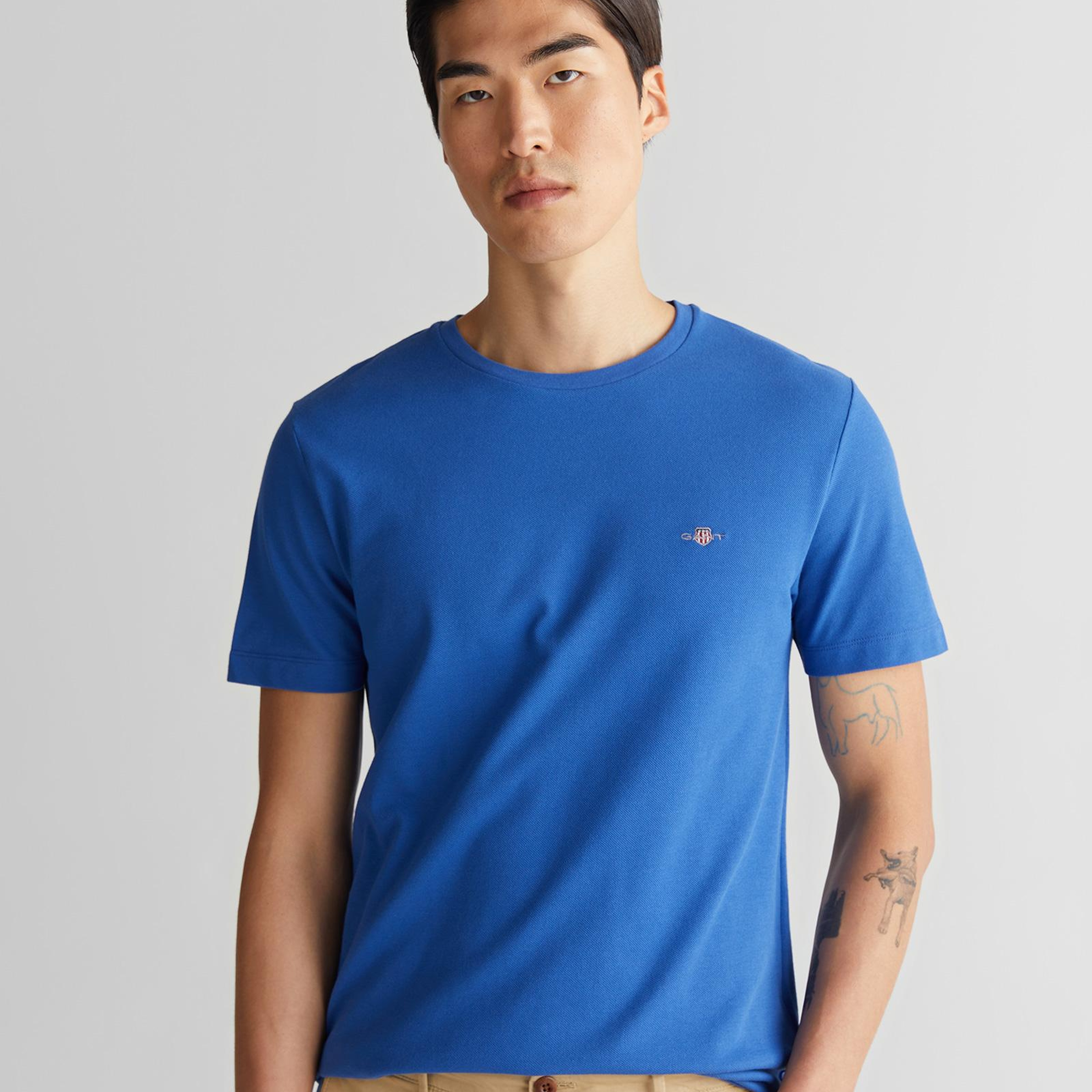 GANT Erkek Lacivert Slim Fit Bisiklet Yaka T-Shirt