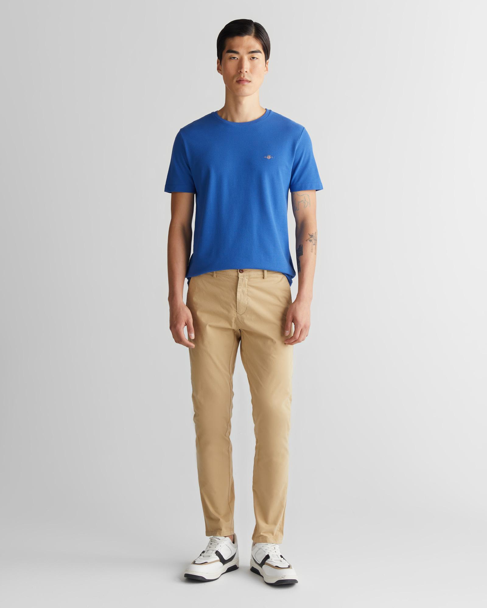 GANT Erkek Lacivert Slim Fit Bisiklet Yaka T-Shirt