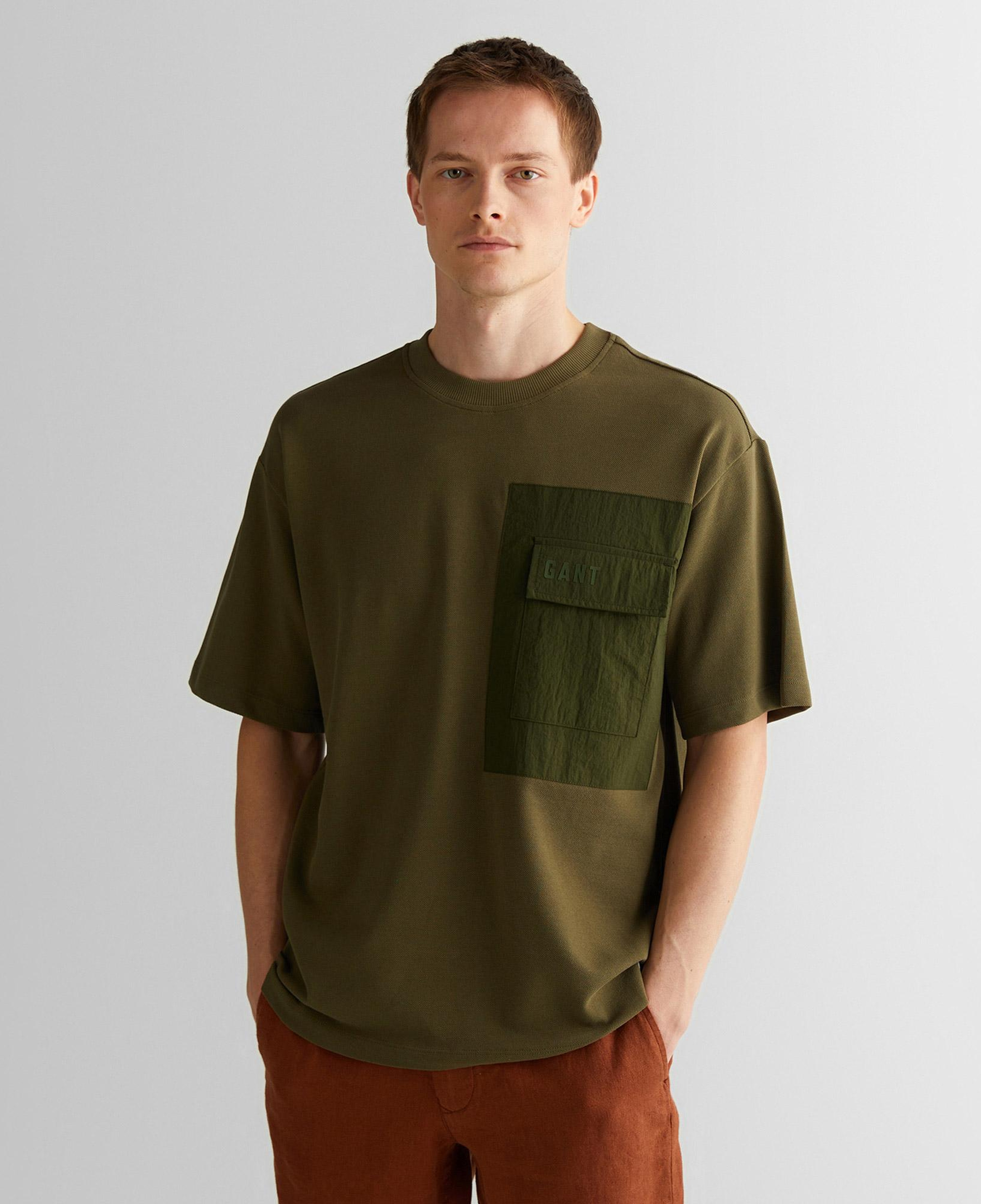 GANT Erkek Yeşil Relaxed Fit Bisiklet Yaka Logolu T-Shirt