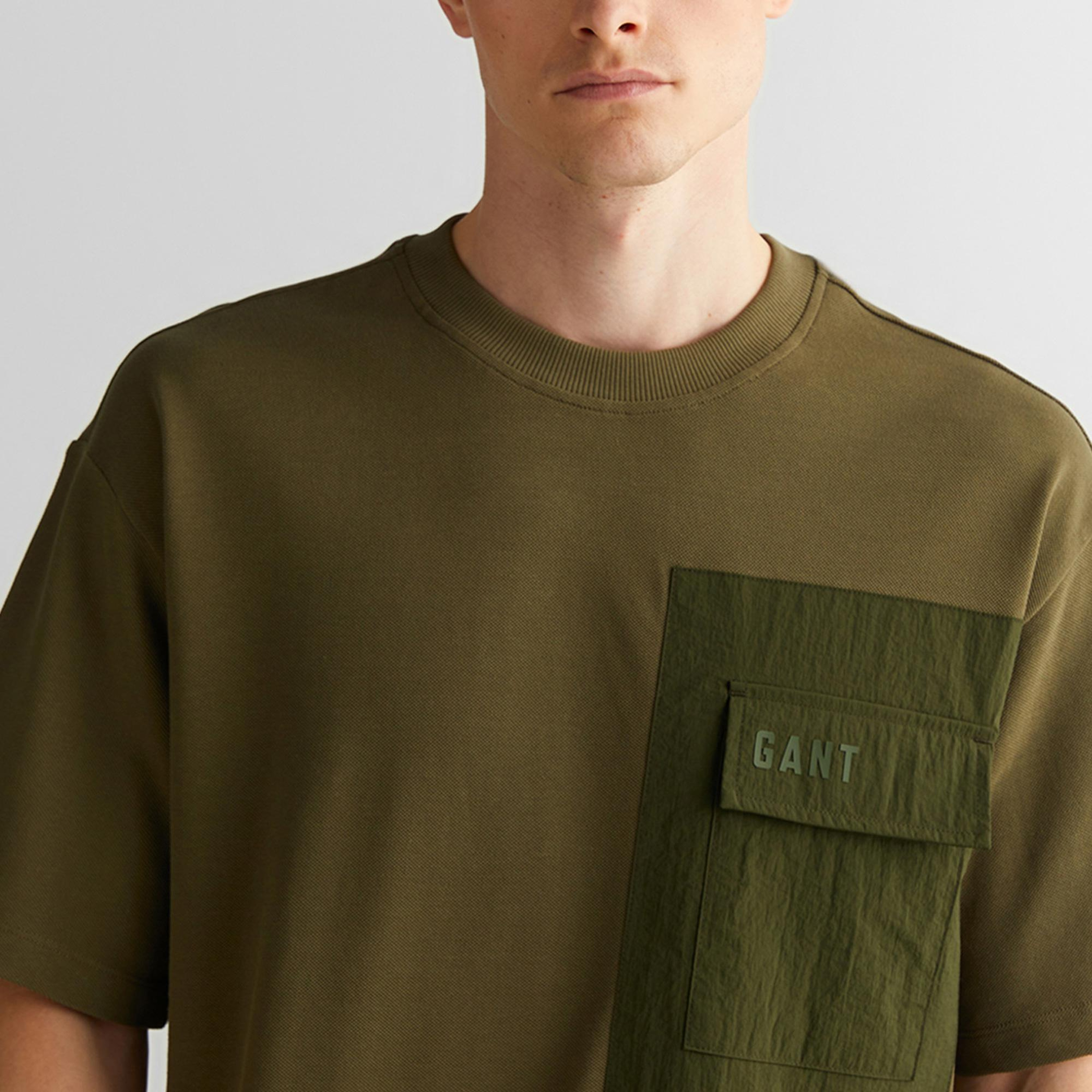 GANT Erkek Yeşil Relaxed Fit Bisiklet Yaka Logolu T-Shirt