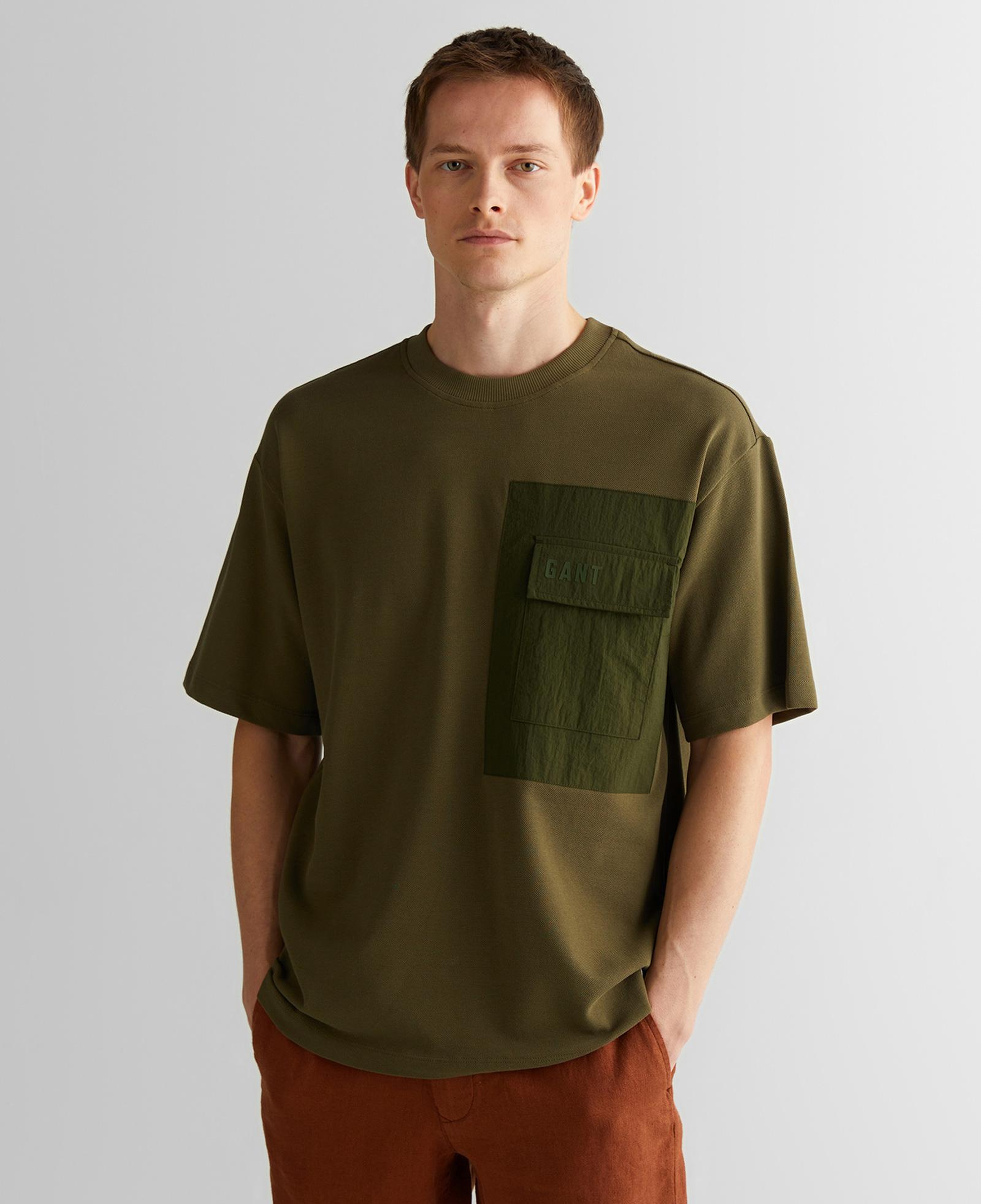 GANT Erkek Yeşil Relaxed Fit Bisiklet Yaka Logolu T-Shirt