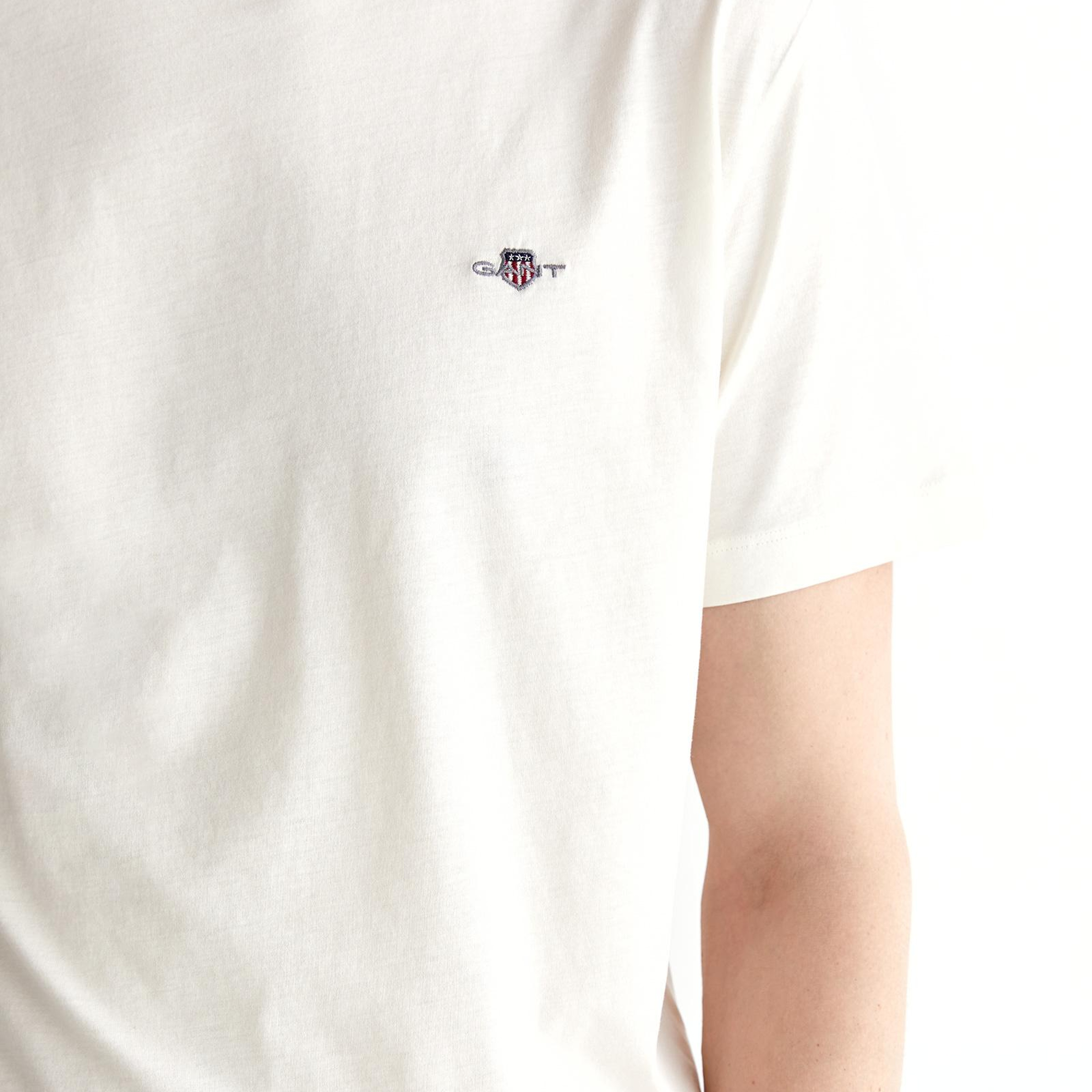 GANT Erkek Krem Regular Fit Bisiklet Yaka T-Shirt