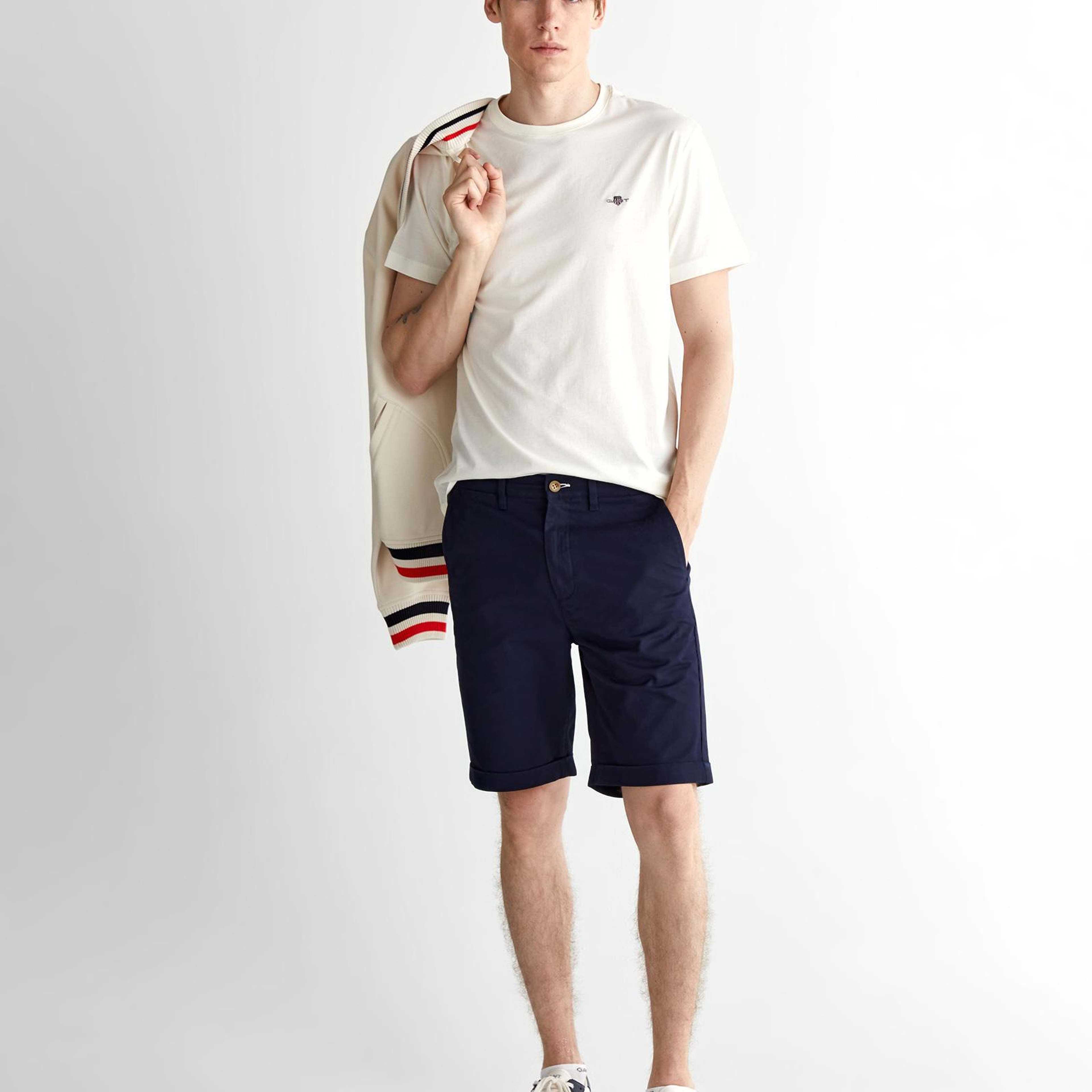 GANT Erkek Krem Regular Fit Bisiklet Yaka T-Shirt