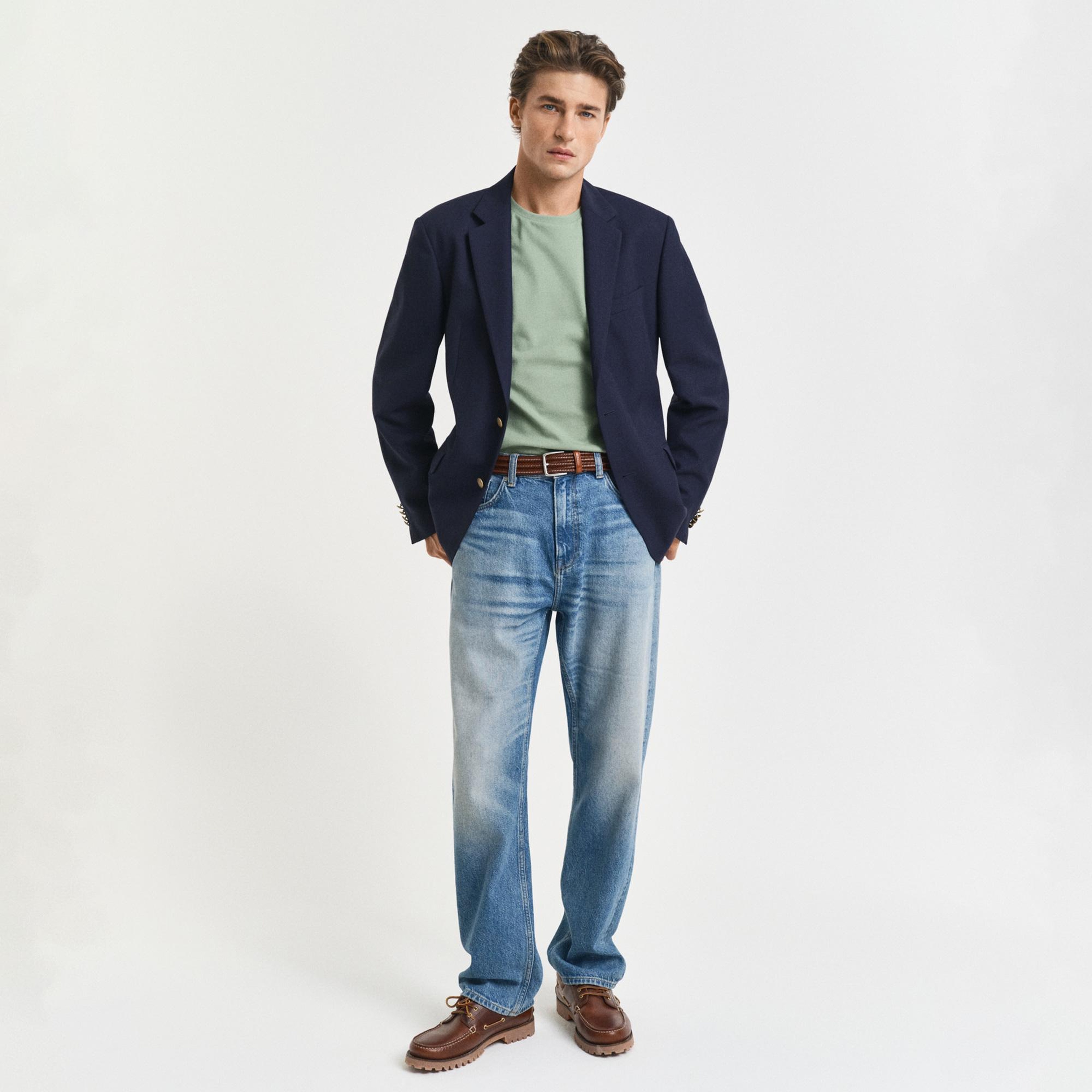 GANT Erkek Yeşil Slim Fit Bisiklet Yaka T-Shirt