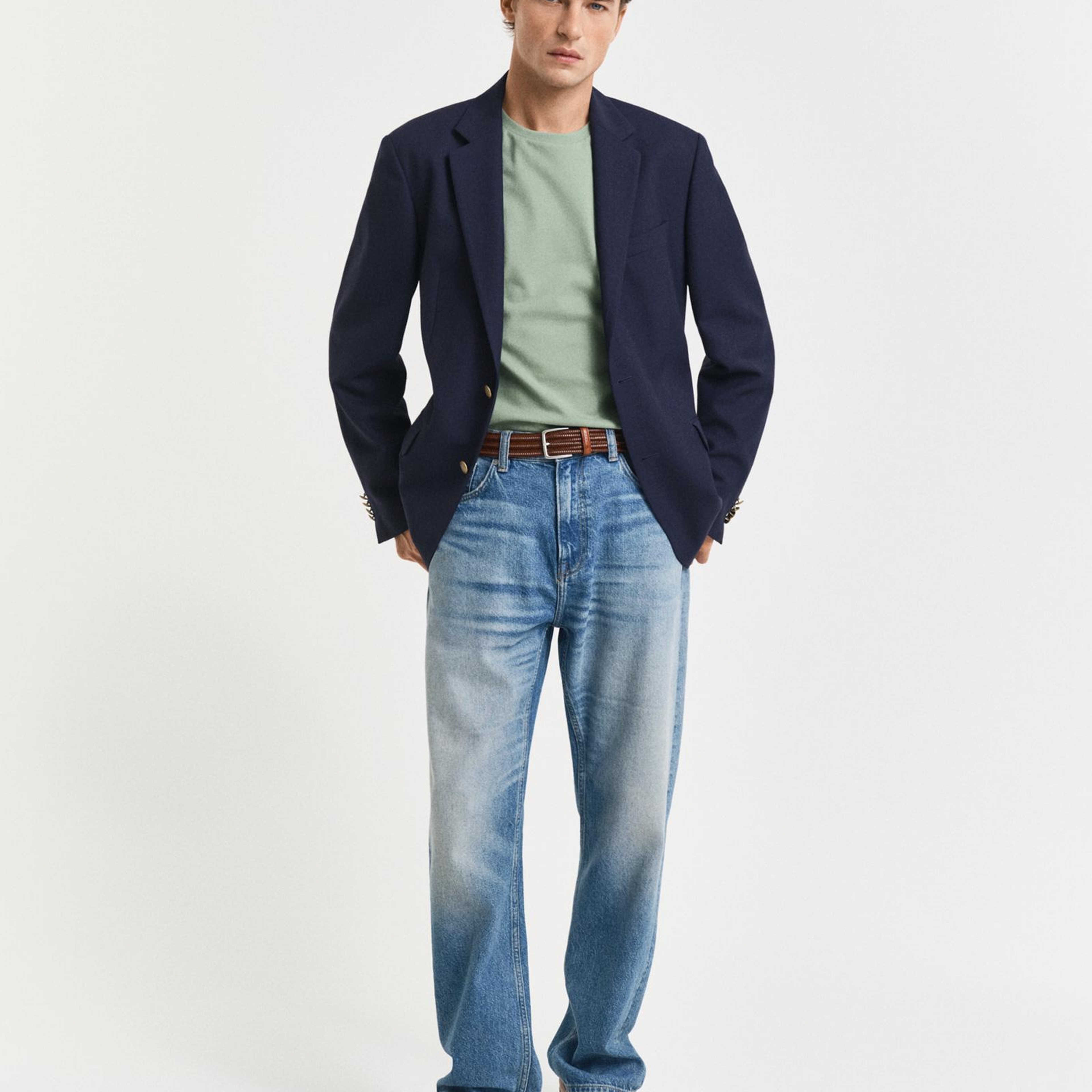 GANT Erkek Yeşil Slim Fit Bisiklet Yaka T-Shirt