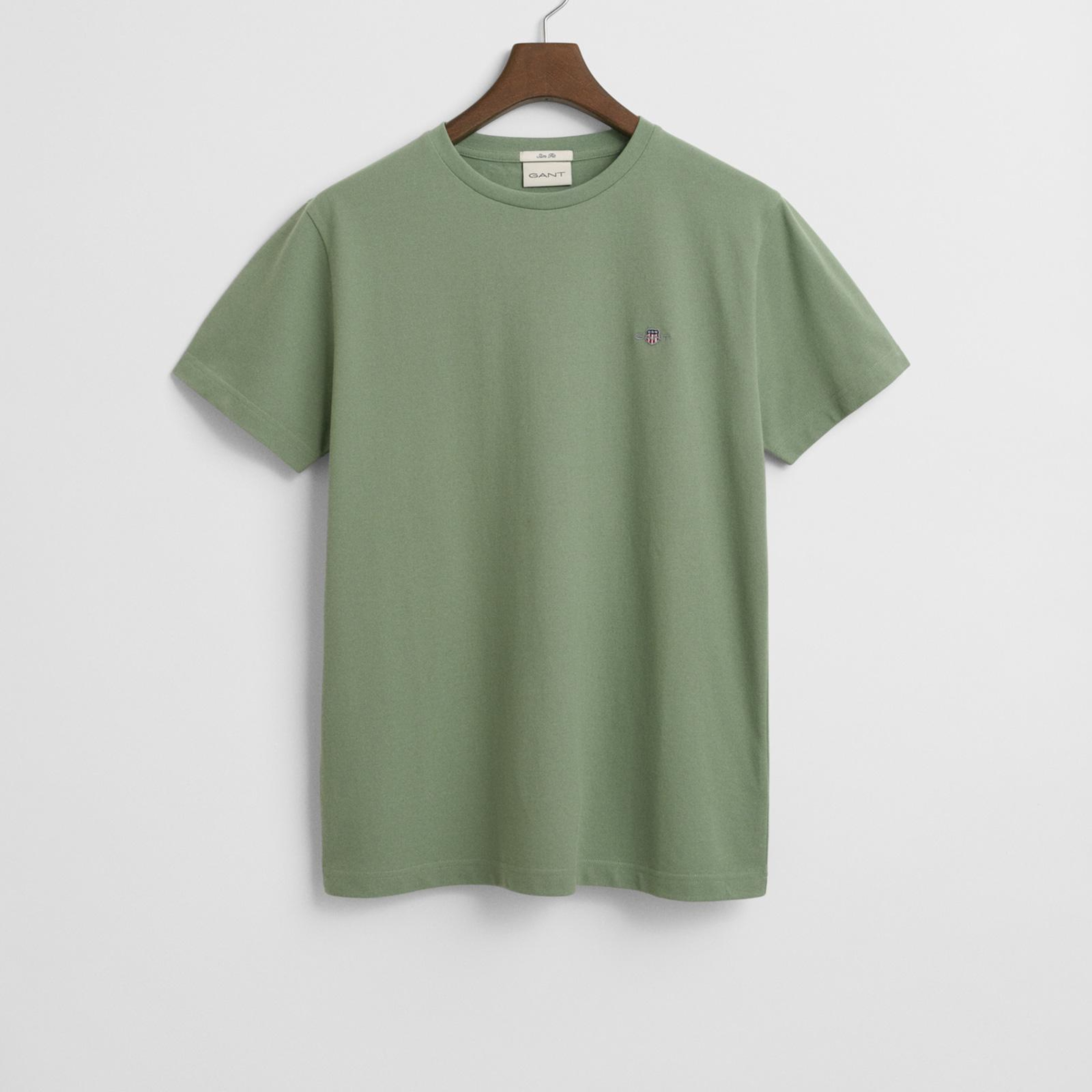 GANT Erkek Yeşil Slim Fit Bisiklet Yaka T-Shirt