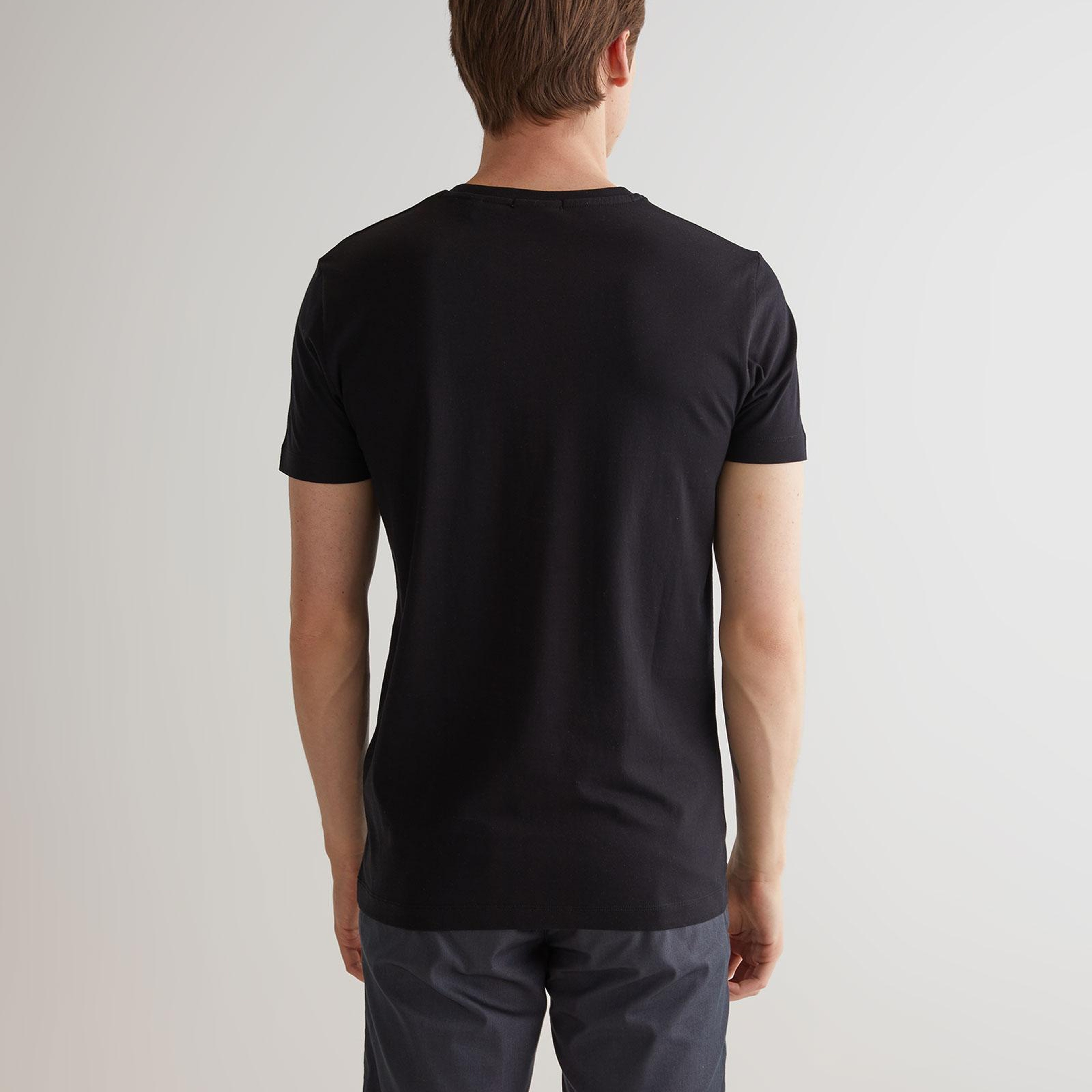 Gant Erkek Siyah Slim Fit Bisiklet Yaka T-Shirt