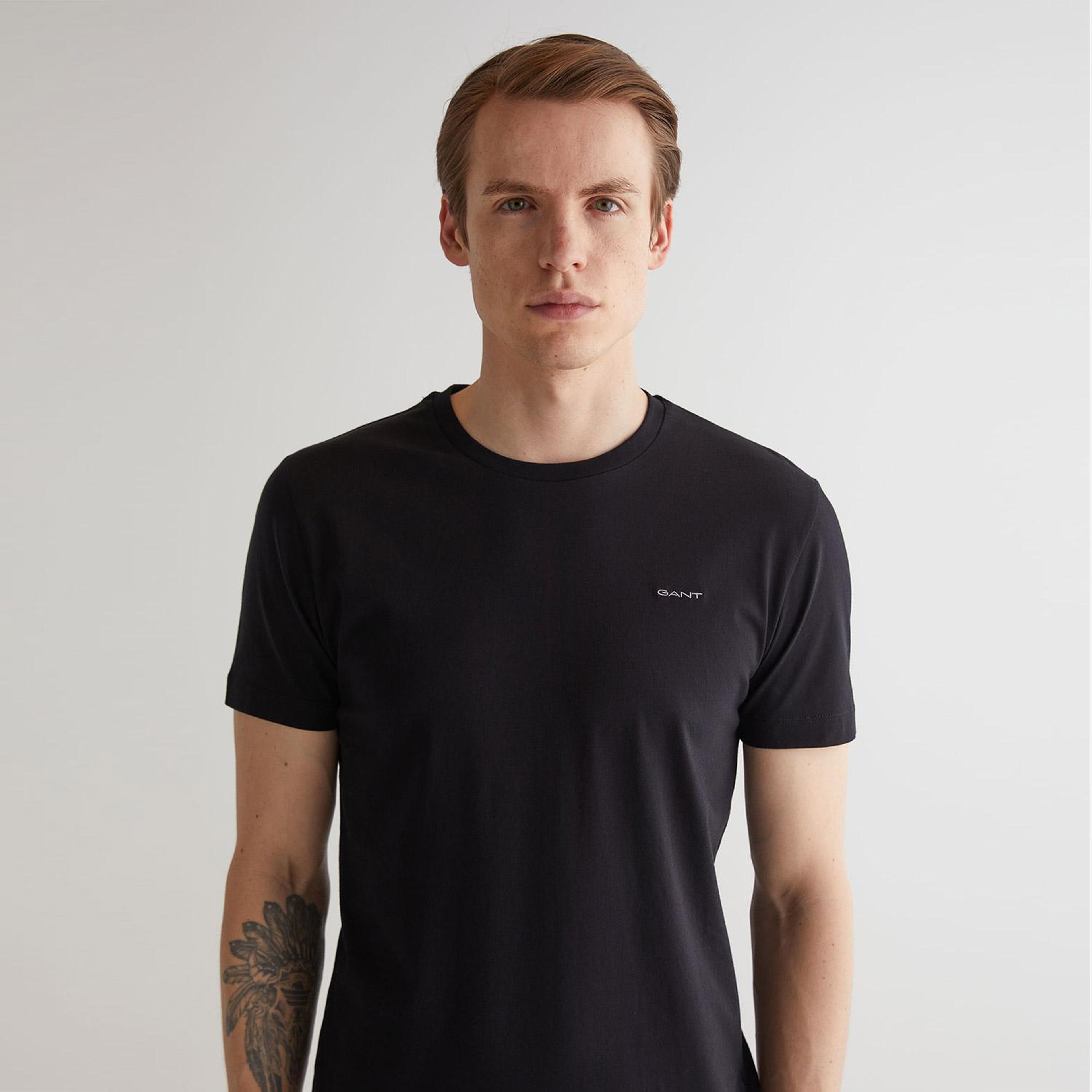 Gant Erkek Siyah Slim Fit Bisiklet Yaka T-Shirt