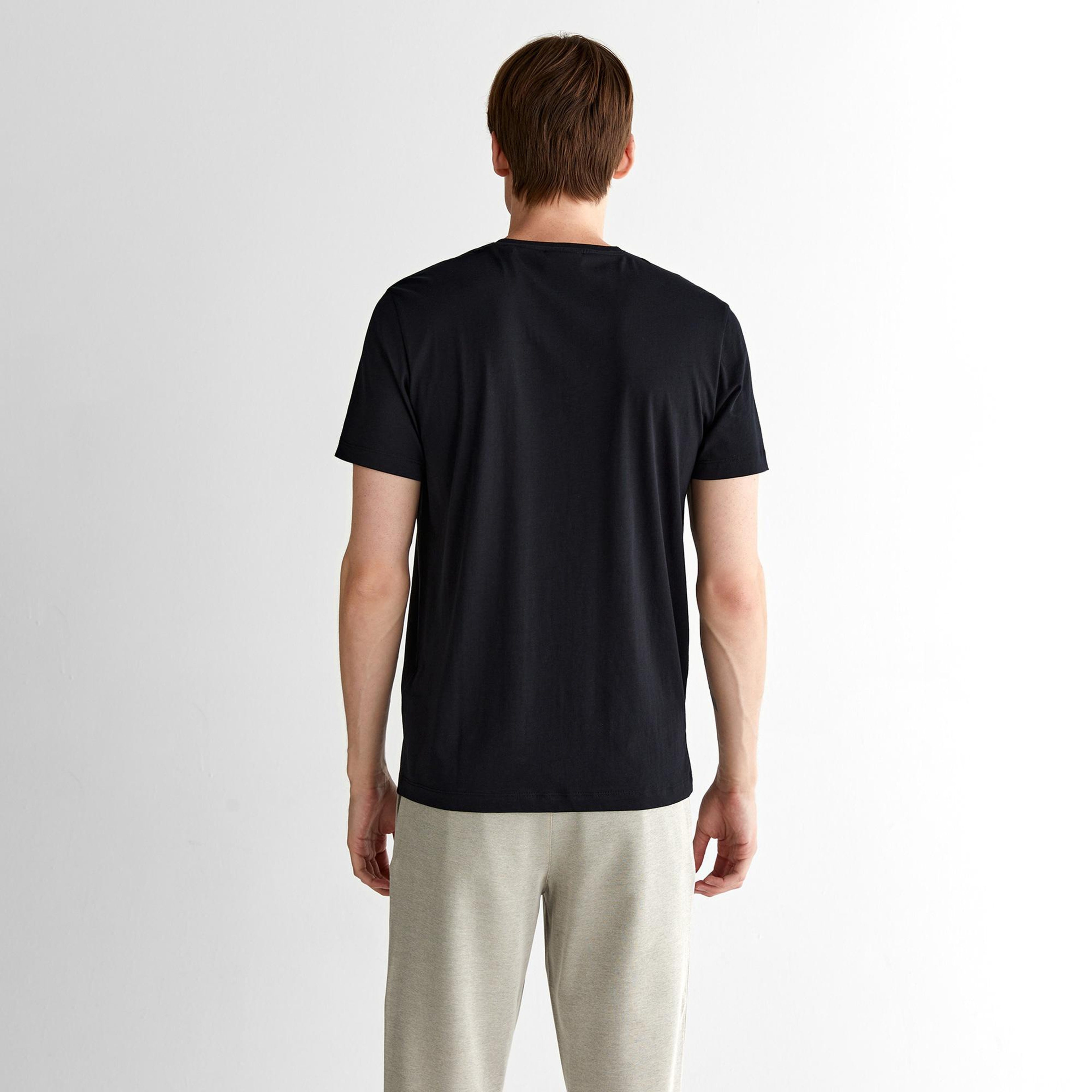 GANT Erkek Siyah Regular Fit Bisiklet Yaka T-shirt