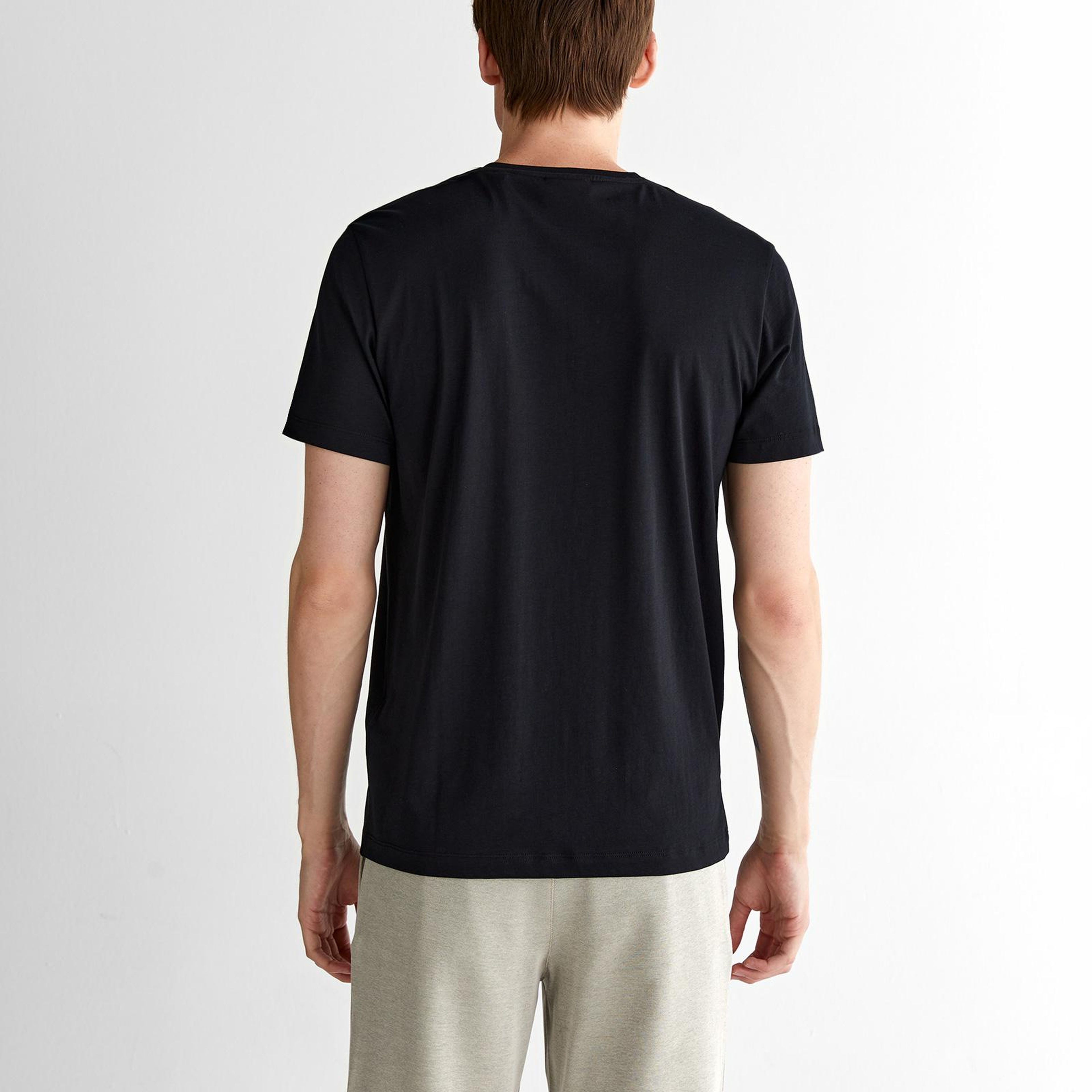 GANT Erkek Siyah Regular Fit Bisiklet Yaka T-shirt