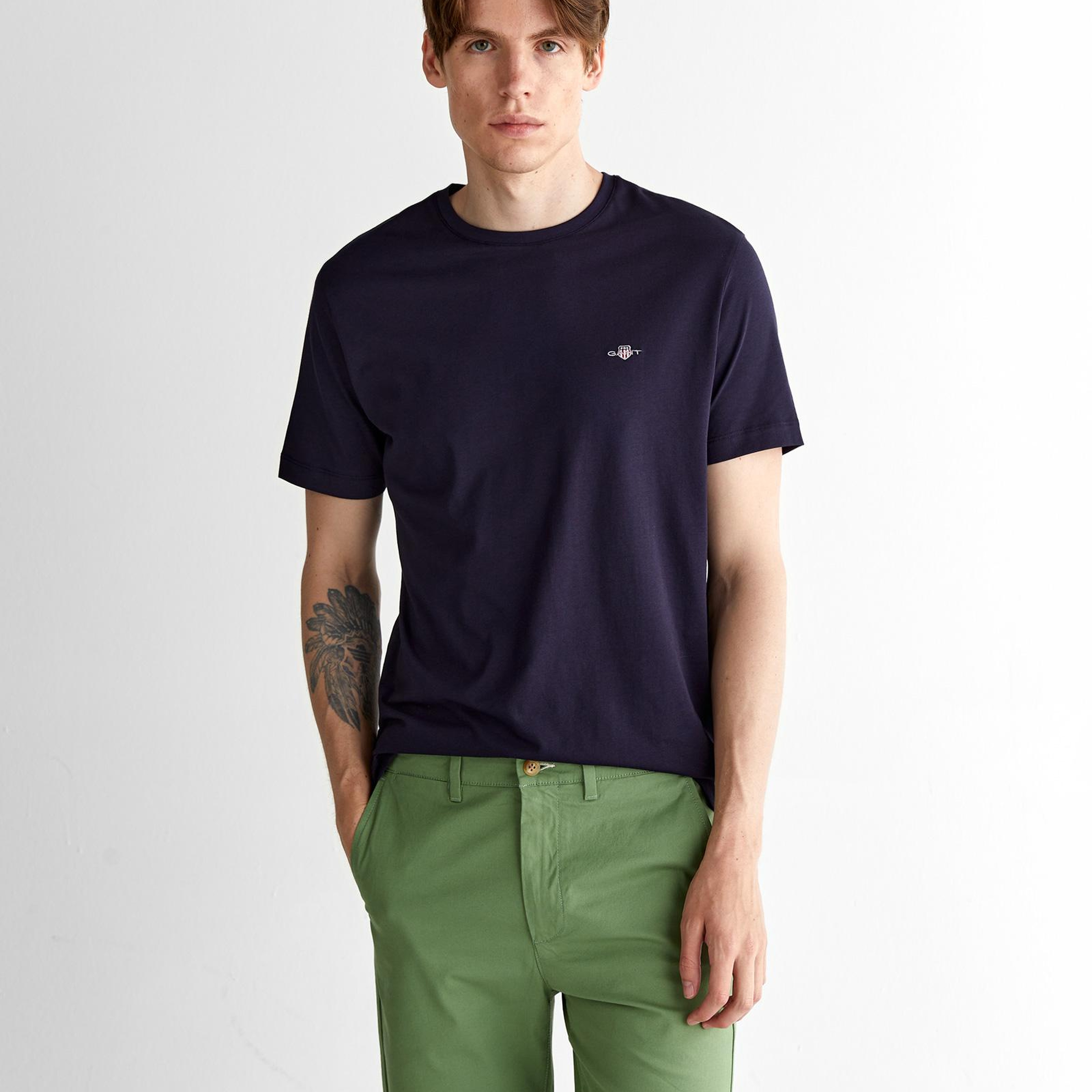GANT Erkek Lacivert Regular Fit Bisiklet Yaka T-Shirt