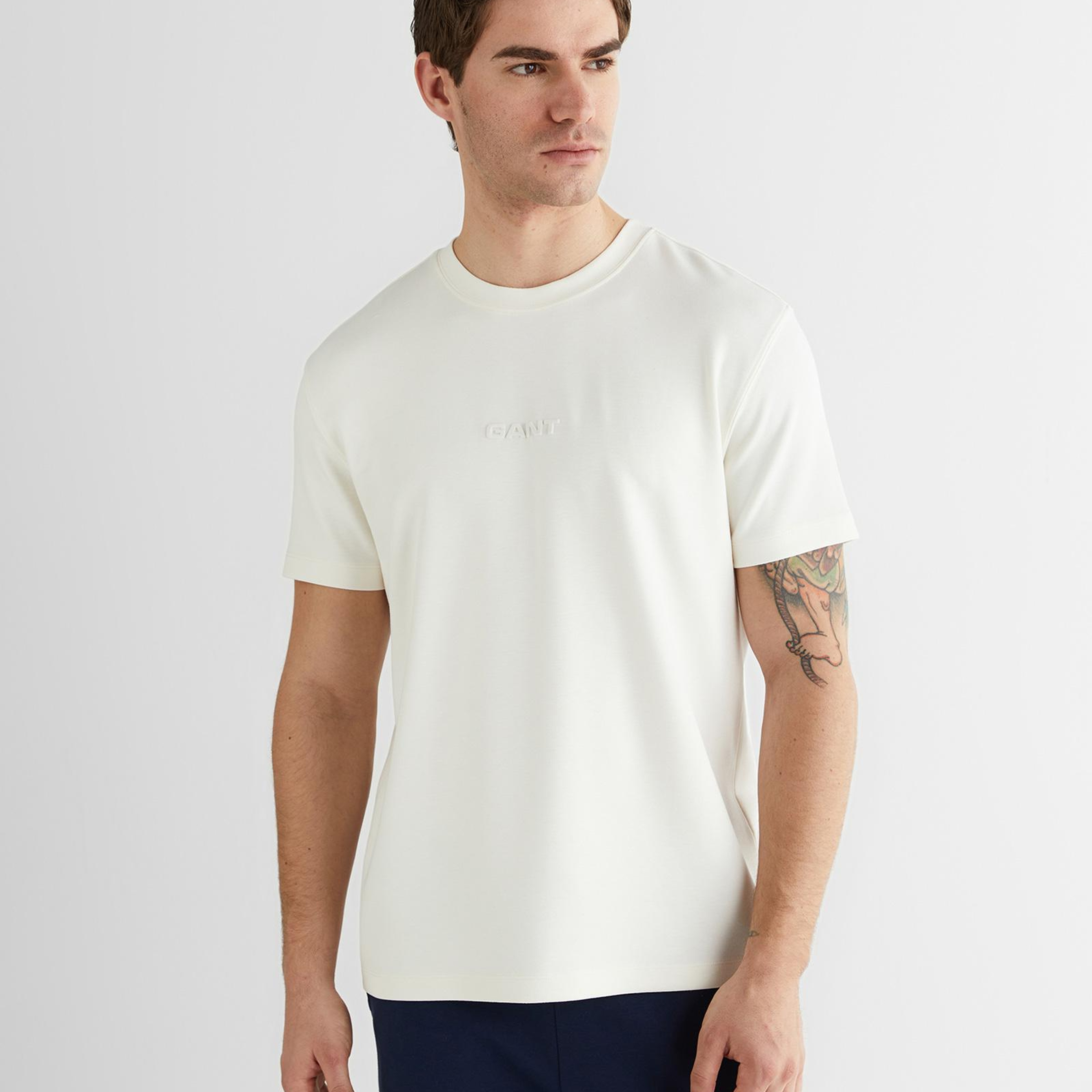 GANT Erkek Beyaz Baskılı Kısa Kollu T-Shirt