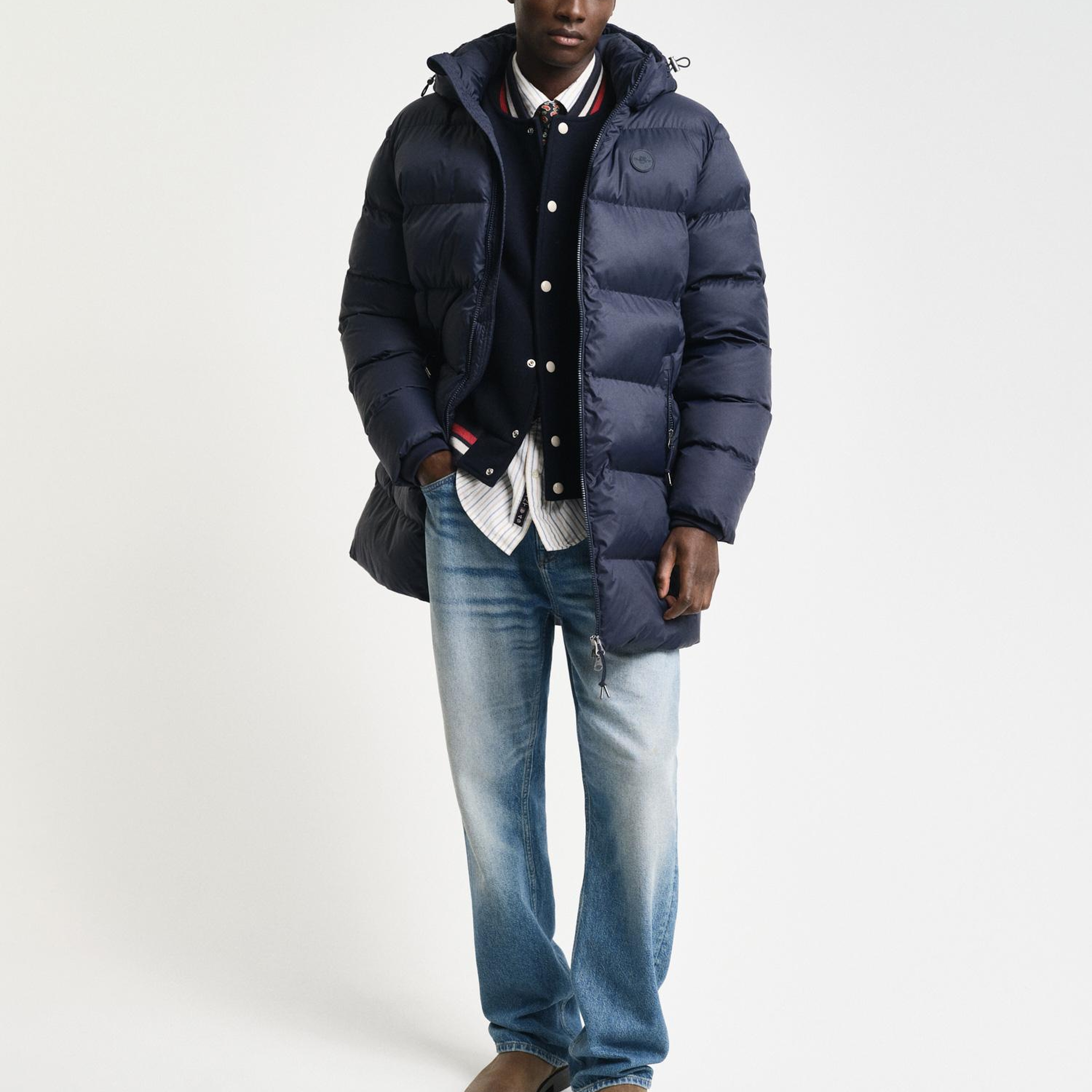 GANT Erkek Lacivert Kapüşonlu Mont