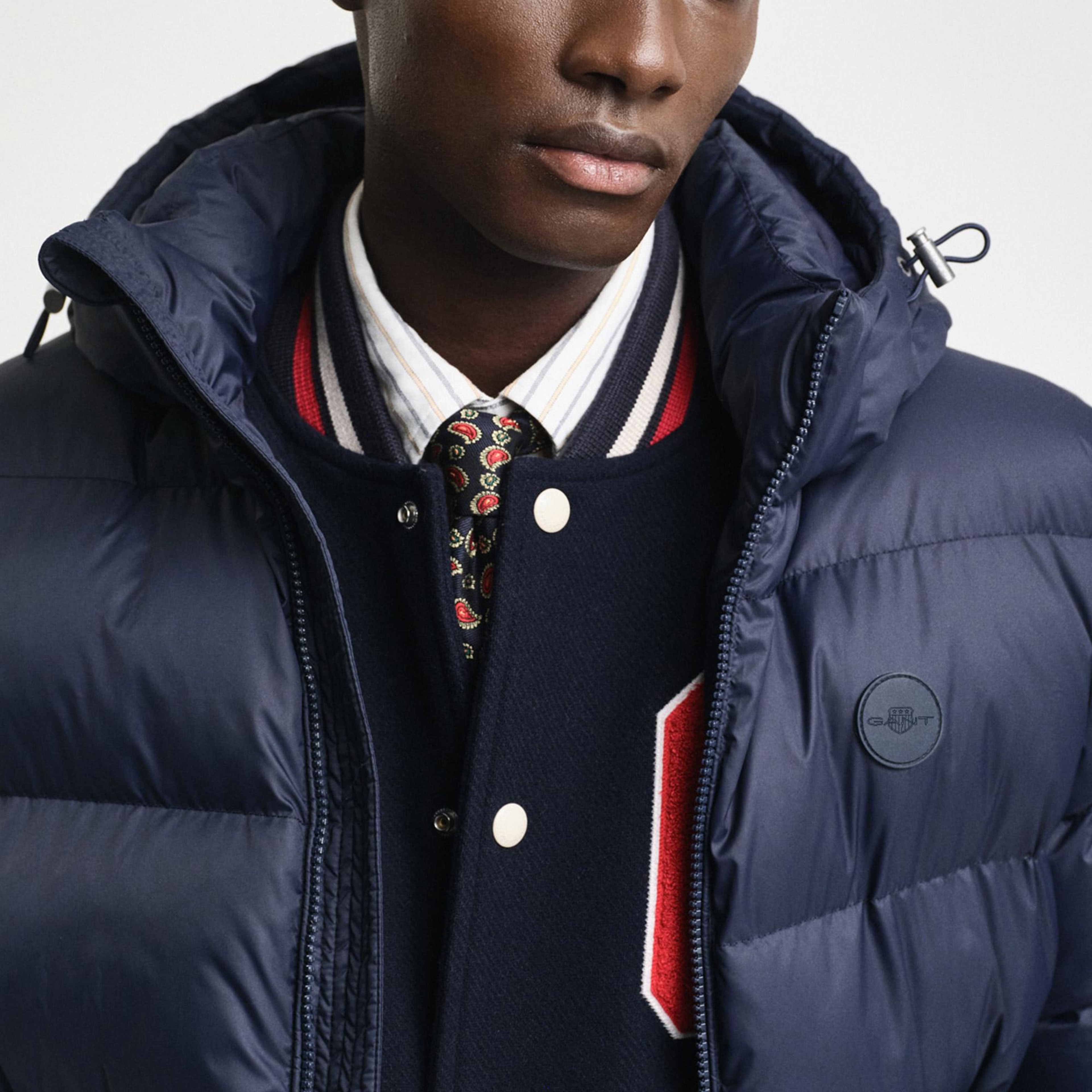 GANT Erkek Lacivert Kapüşonlu Mont