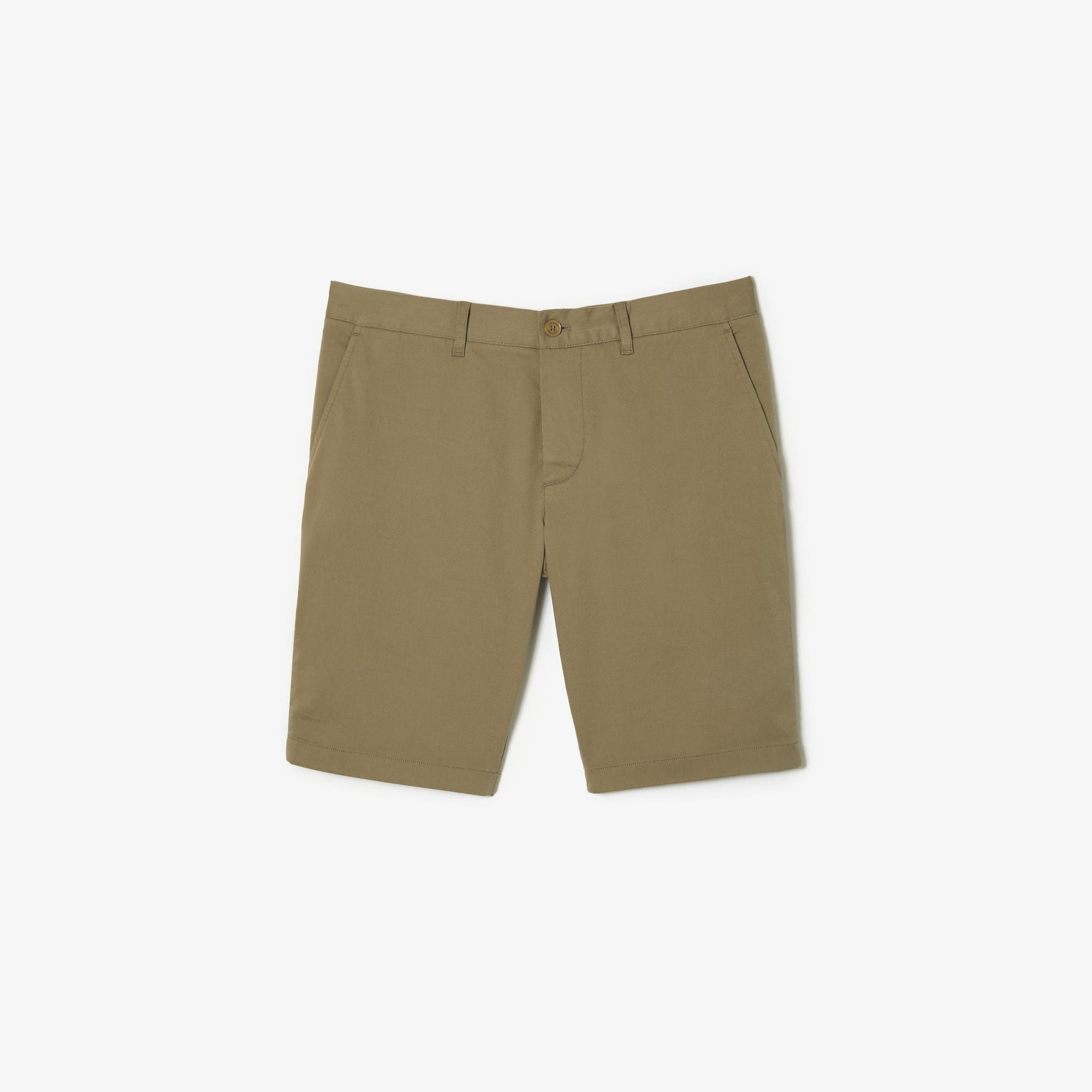 Erkek Slim Fit Bej Bermuda