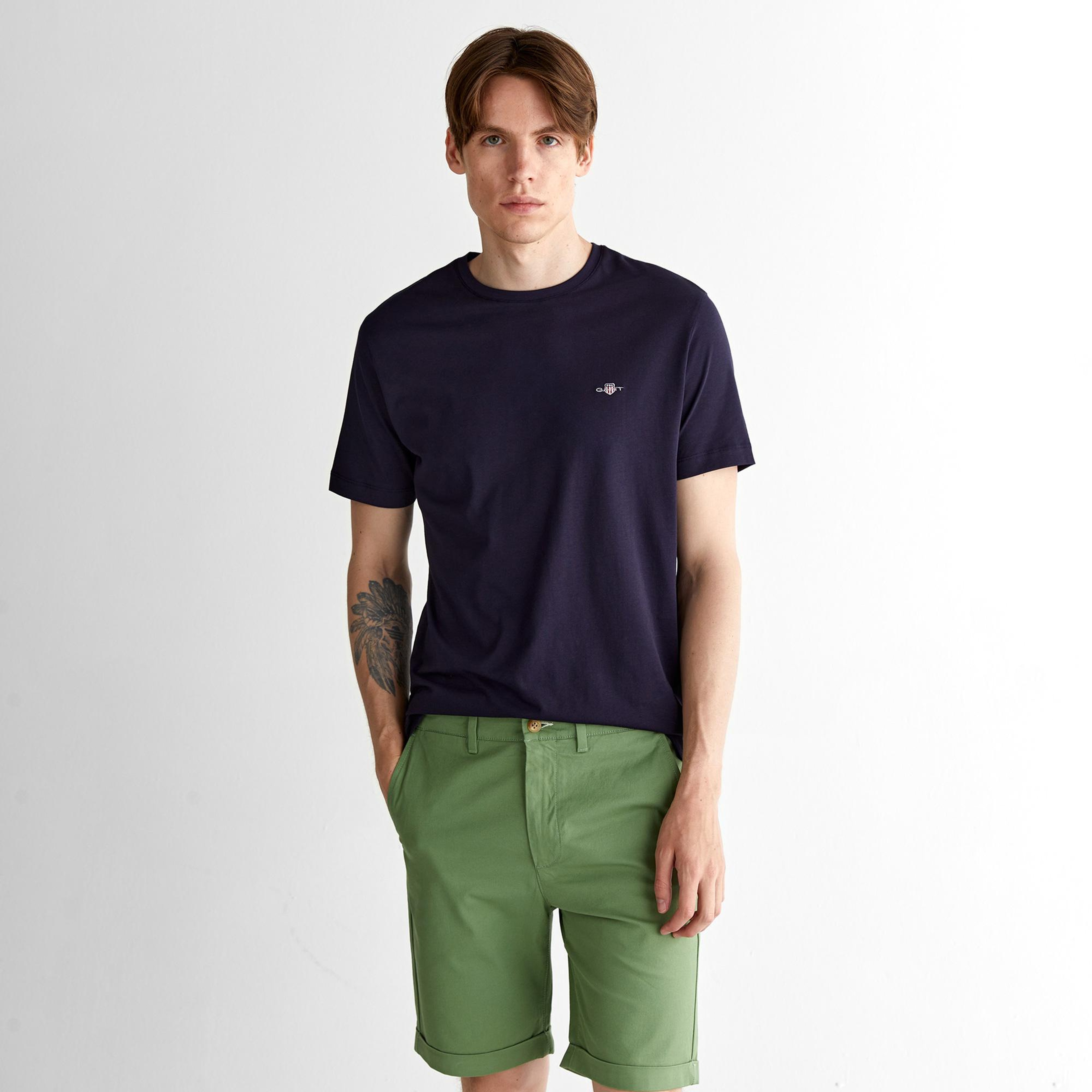 GANT Erkek Lacivert Regular Fit Bisiklet Yaka T-shirt