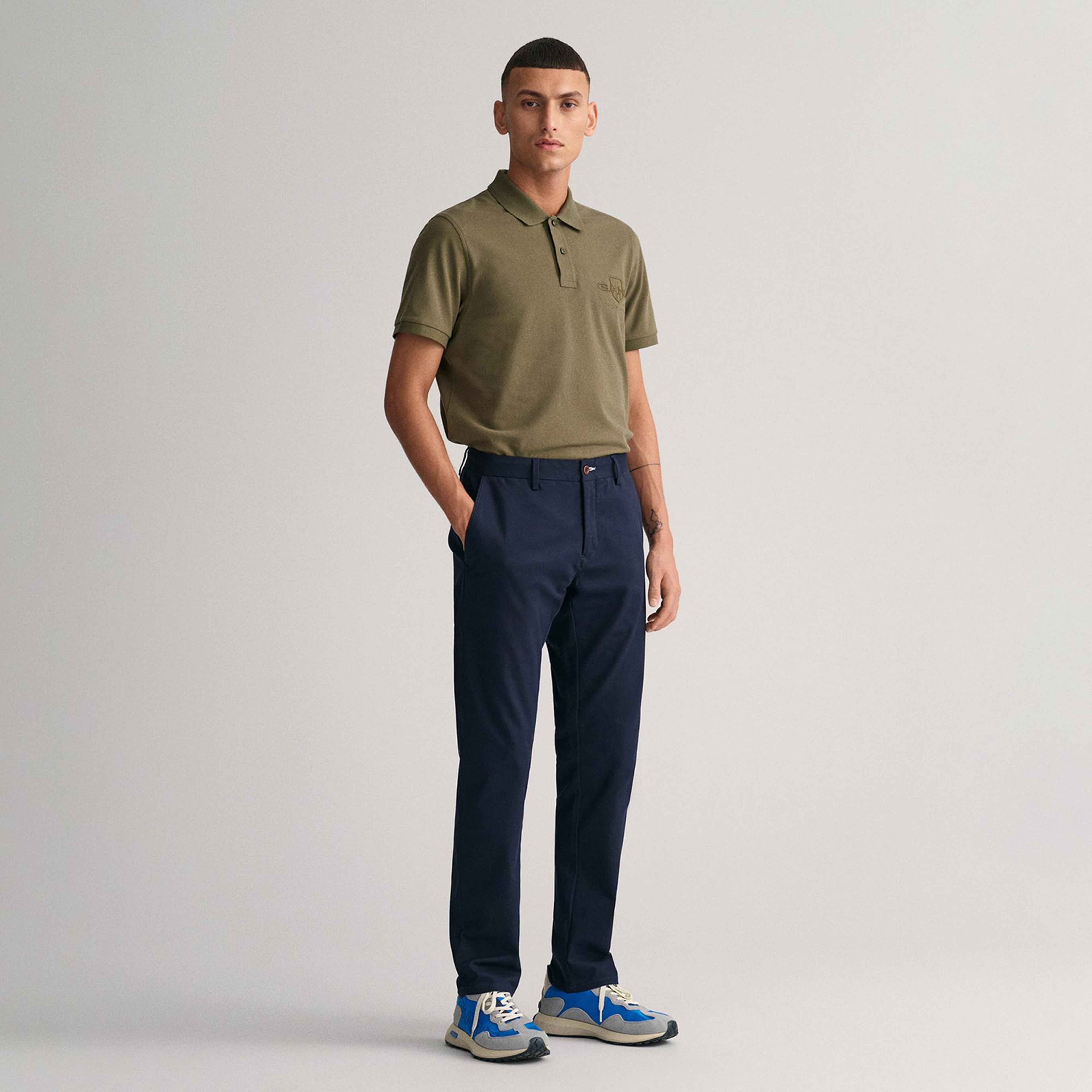 GANT Erkek Lacivert Slim Fit Chino Pantolon