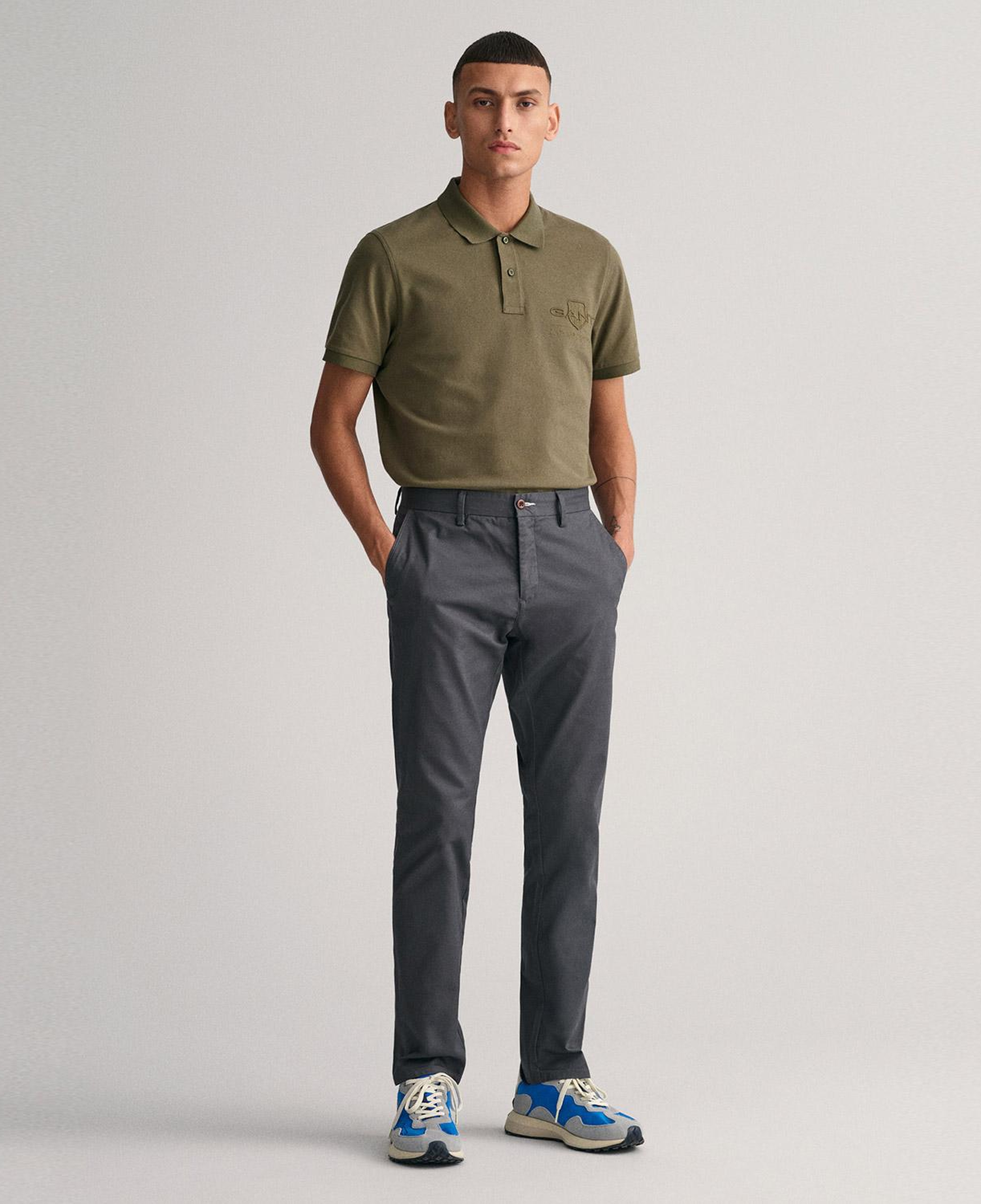 Gant Erkek Gri Slim Fit Chino Pantolon