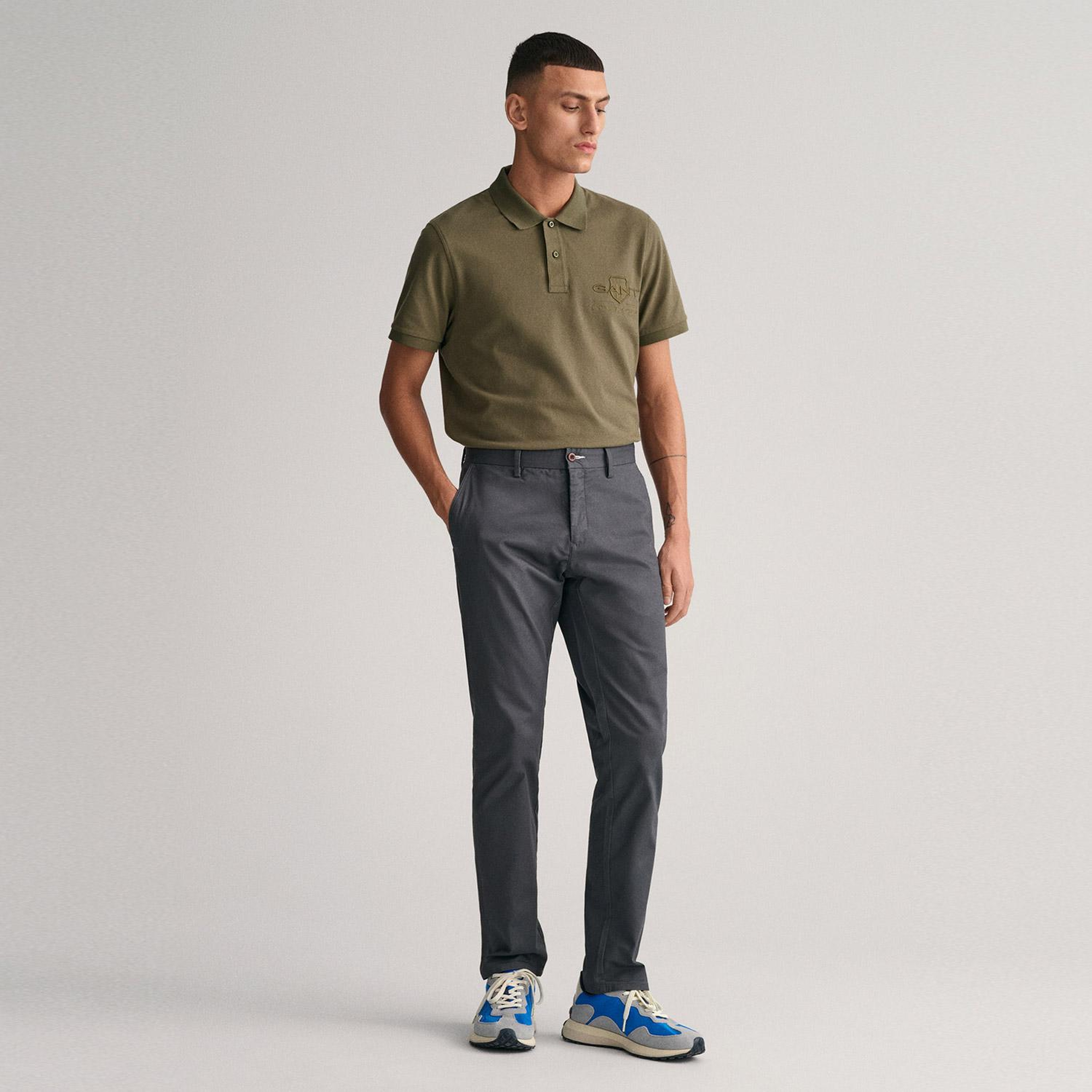GANT Erkek Gri Slim Fit Chino Pantolon