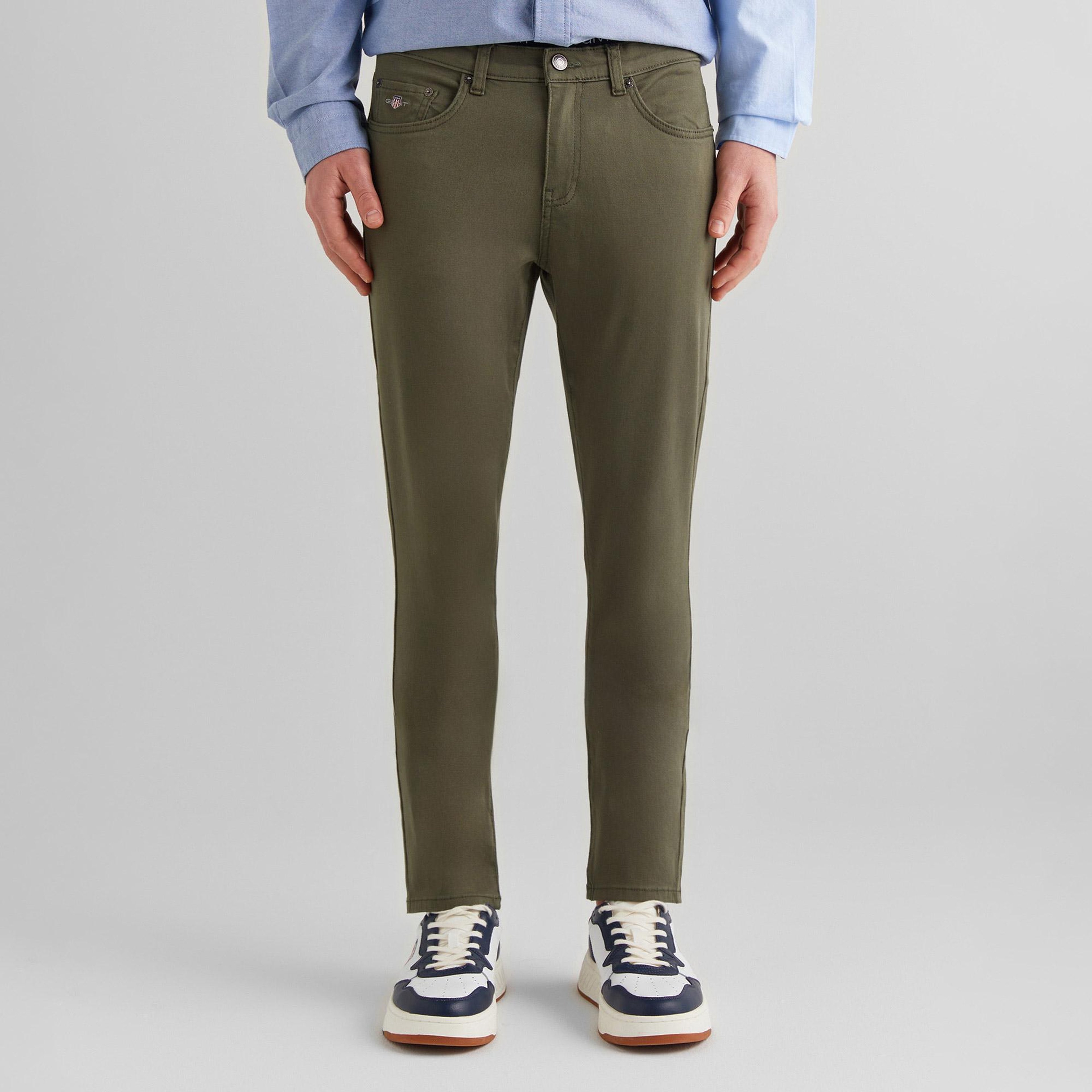 GANT Erkek Yeşil Slim Fit Pantolon
