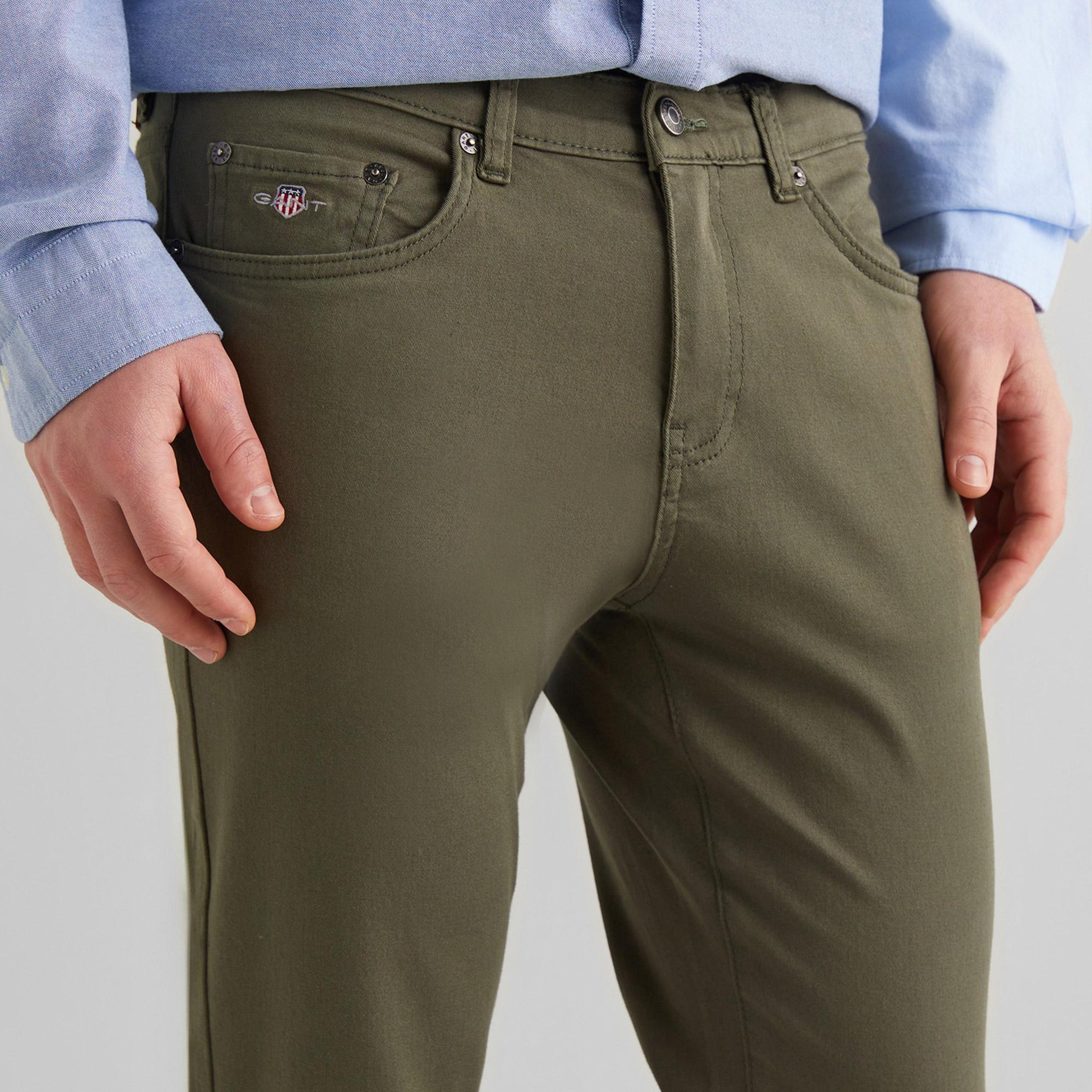 GANT Erkek Yeşil Slim Fit Pantolon