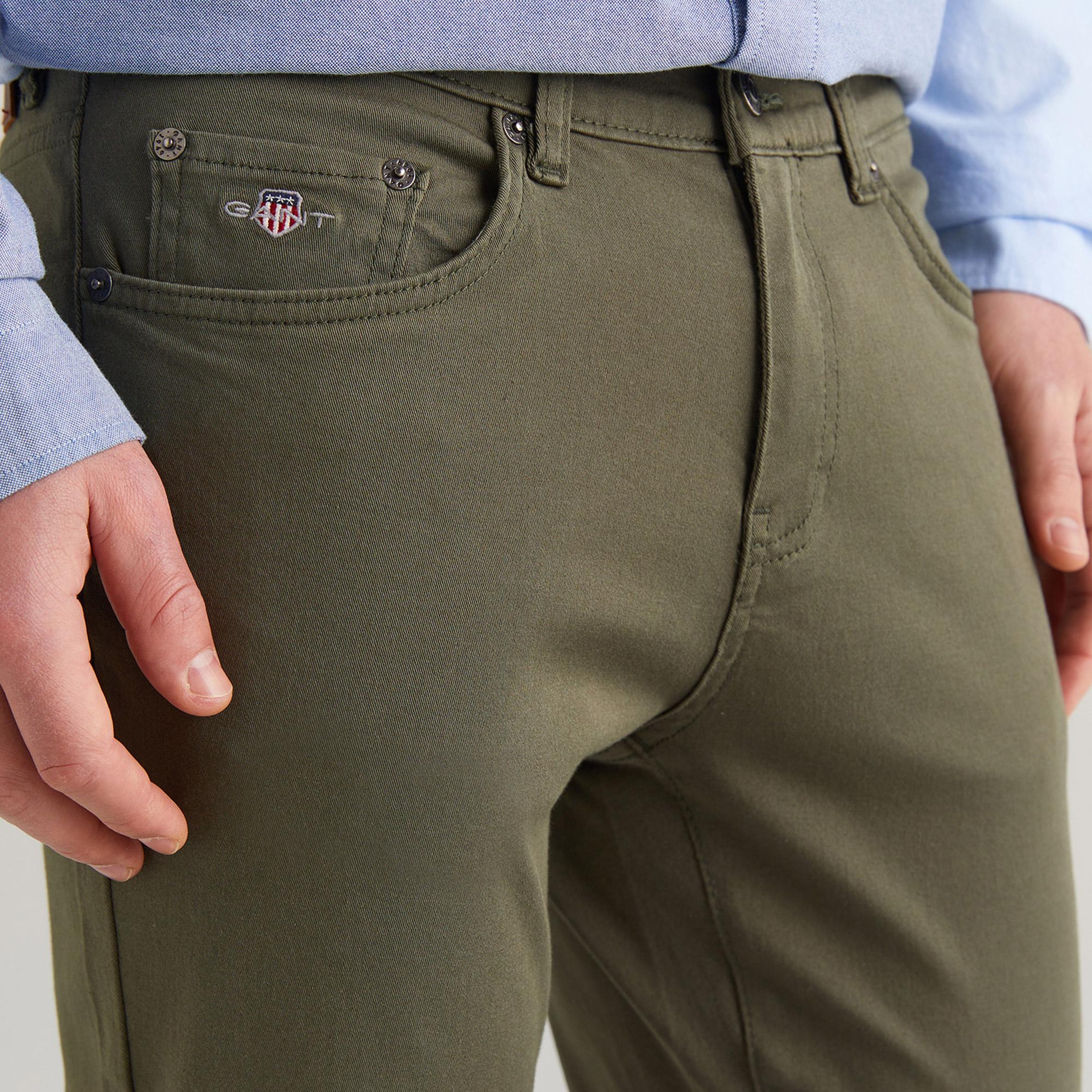 GANT Erkek Yeşil Slim Fit Pantolon