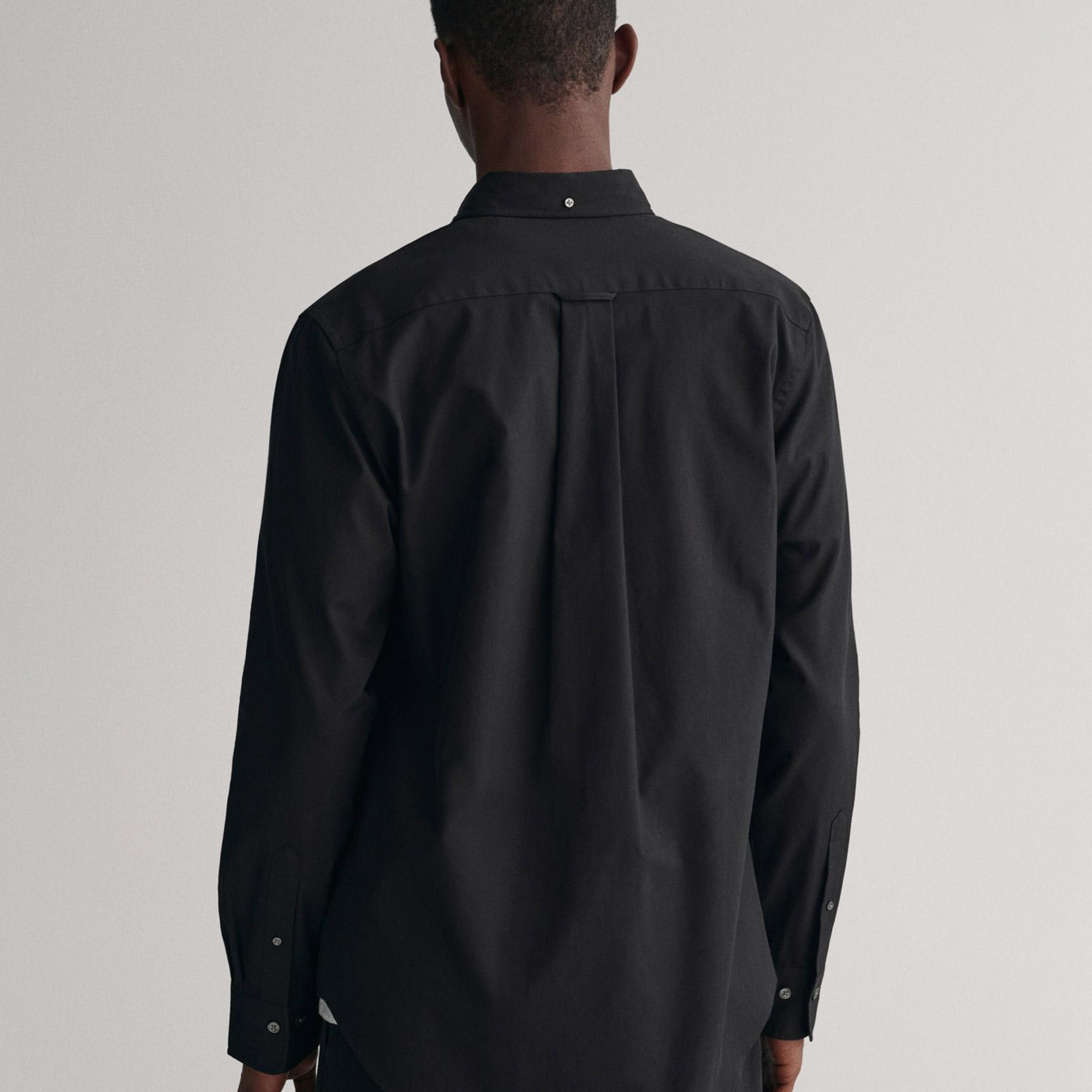 GANT Erkek Siyah Regular Fit Düğmeli Yaka Oxford Gömlek
