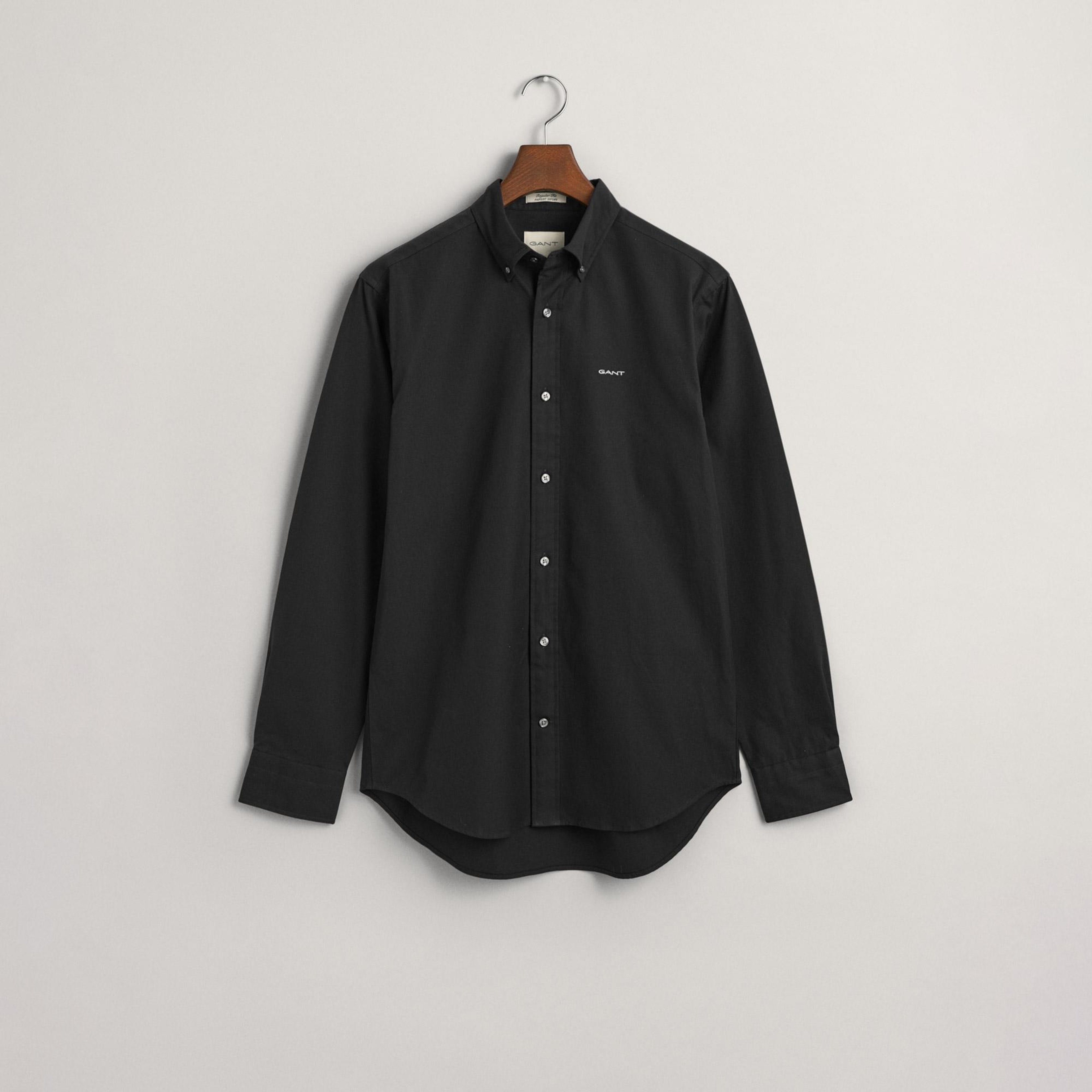 GANT Erkek Siyah Regular Fit Düğmeli Yaka Oxford Gömlek