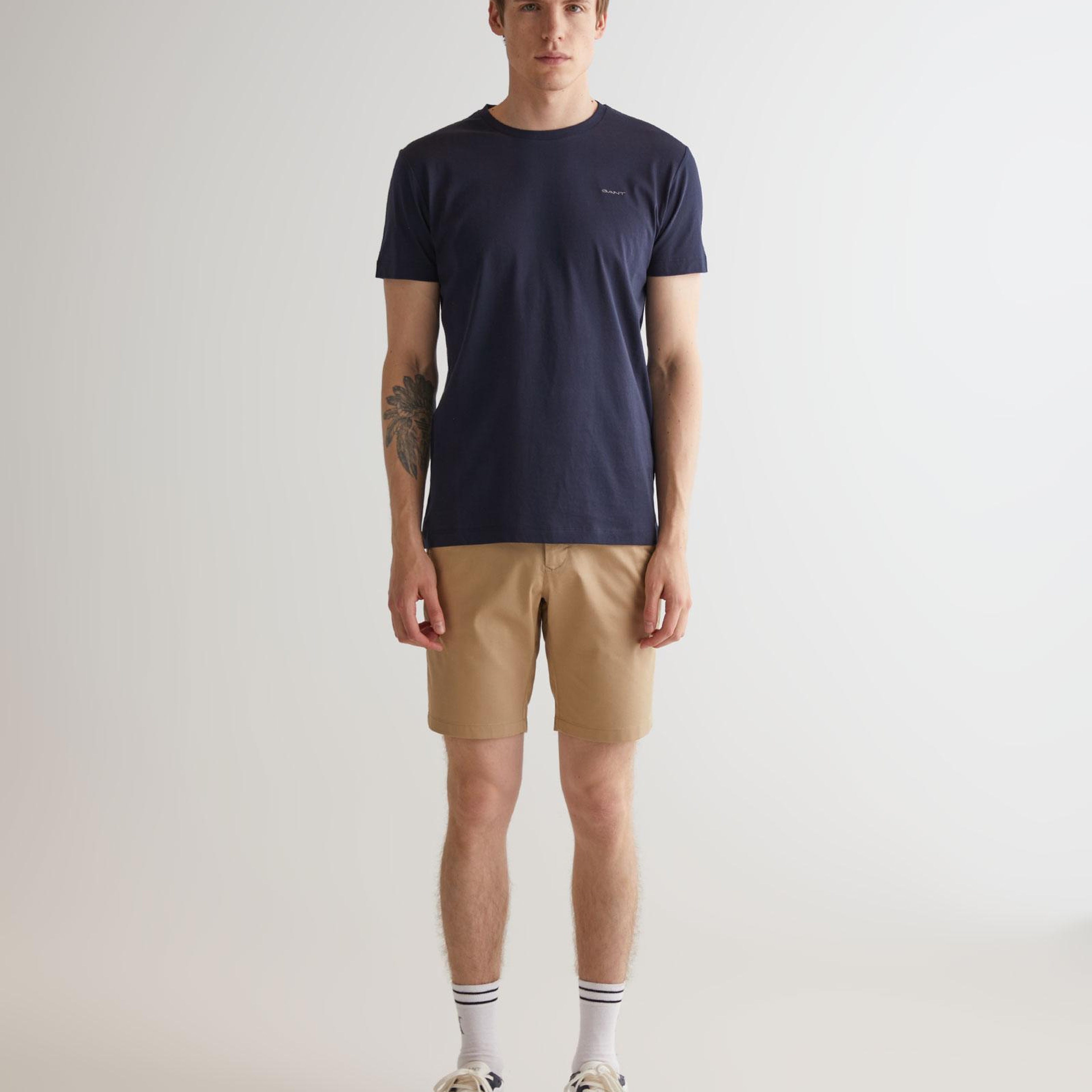 Gant Erkek Lacivert Slim Fit Bisiklet Yaka T-Shirt
