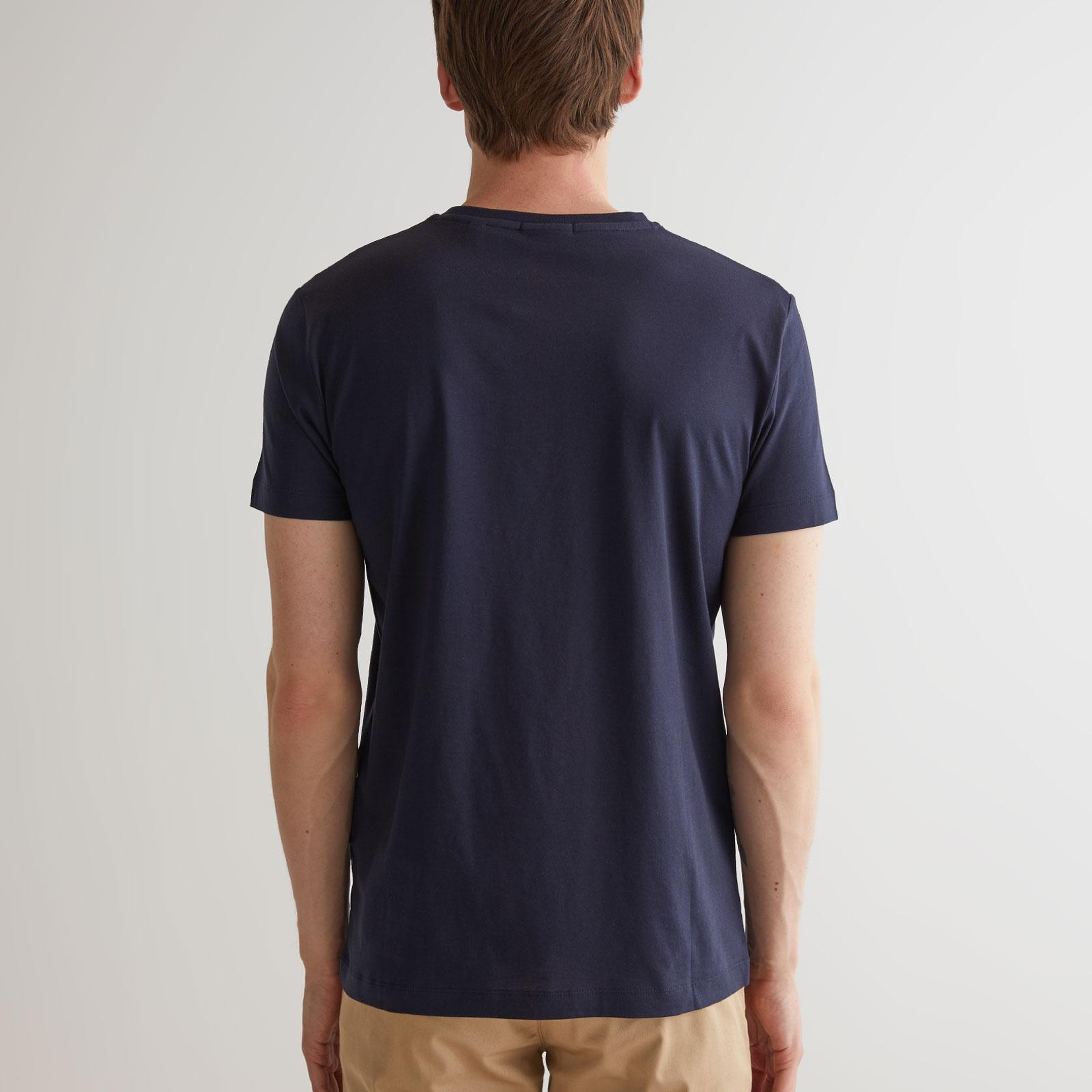 Gant Erkek Lacivert Slim Fit Bisiklet Yaka T-Shirt