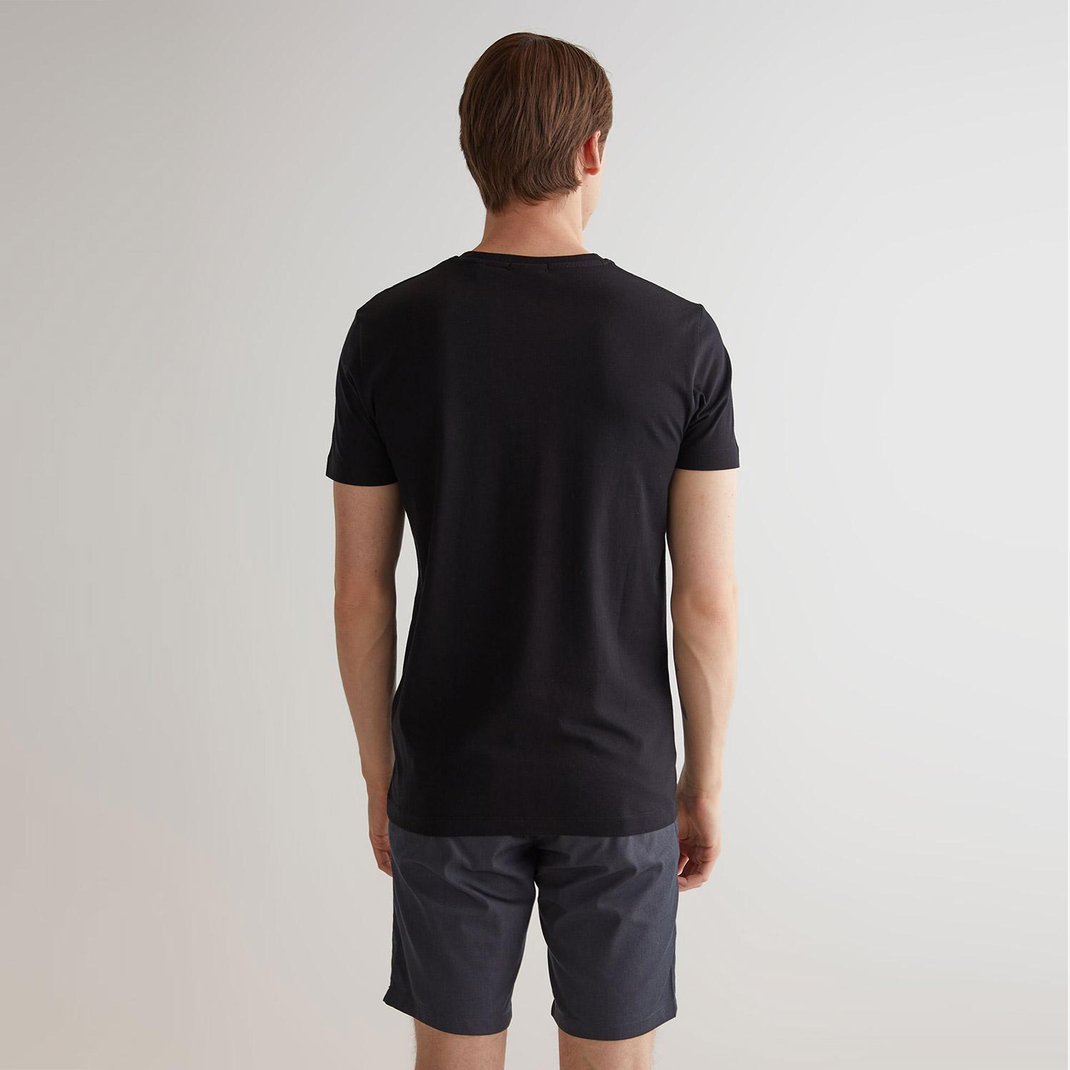 GANT Erkek Siyah Slim Fit Bisiklet Yaka T-shirt