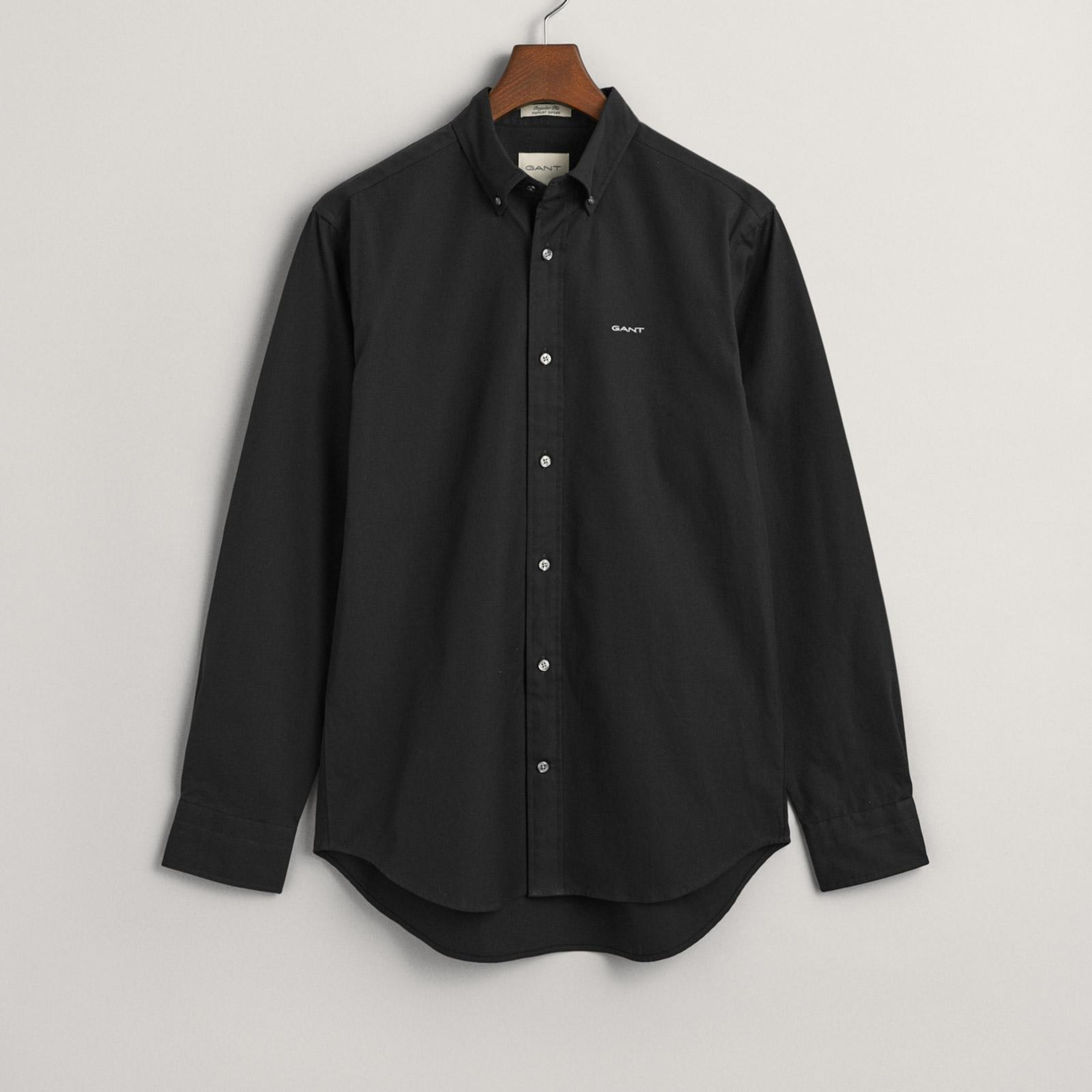 GANT Erkek Siyah Regular Fit Düğmeli Yaka Oxford Gömlek