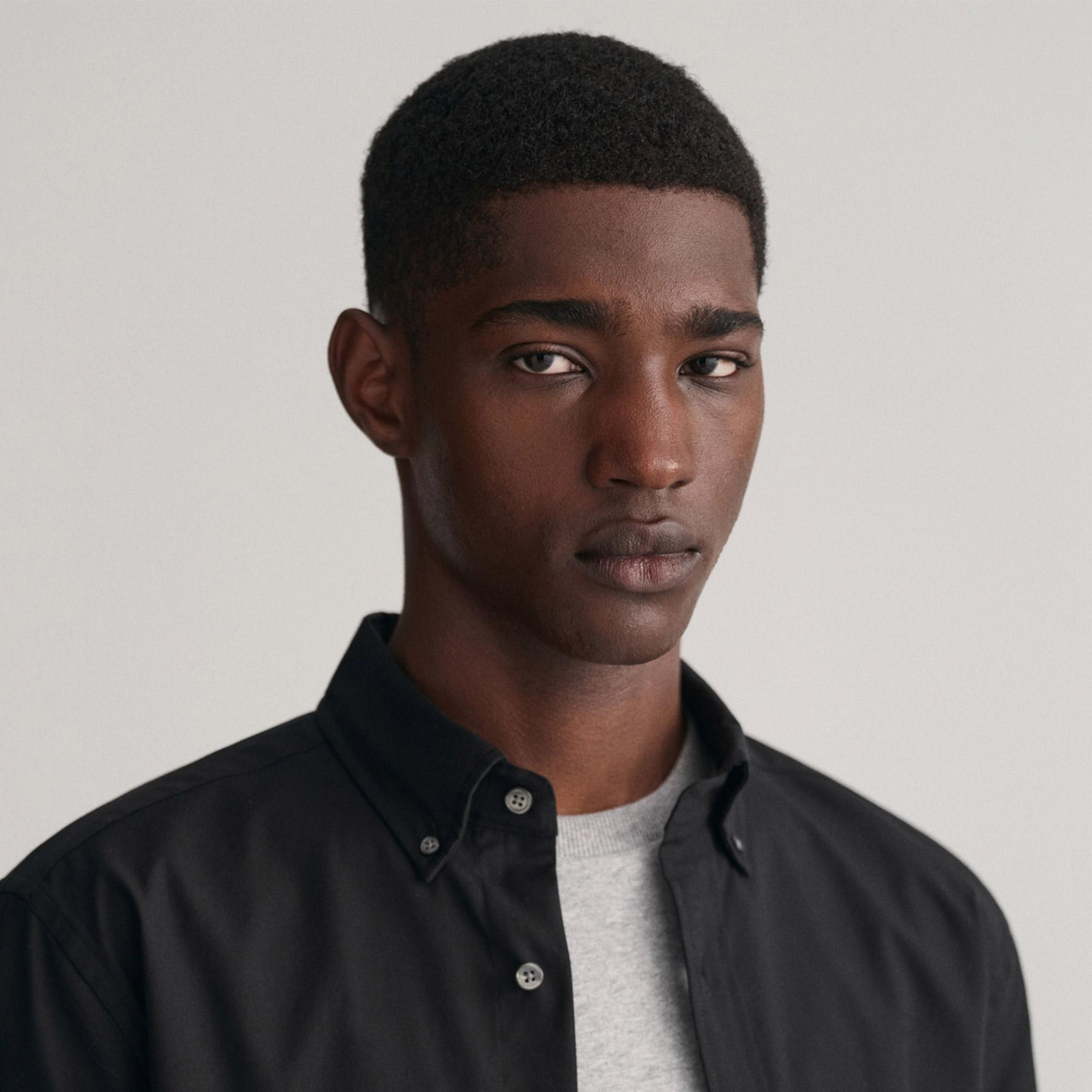 GANT Erkek Siyah Regular Fit Düğmeli Yaka Oxford Gömlek