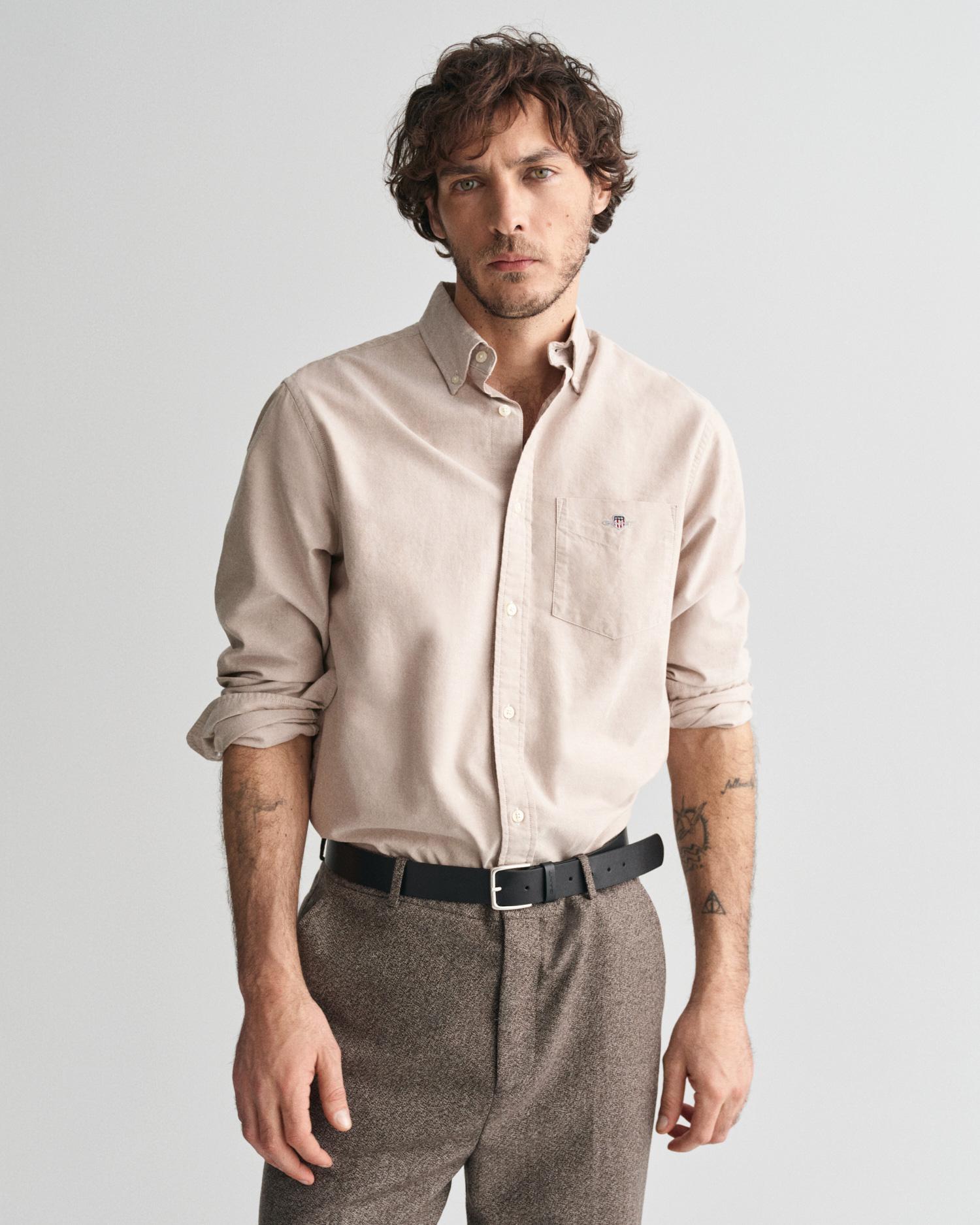 GANT Erkek Kahverengi Regular Fit Düğmeli Yaka Oxford Gömlek