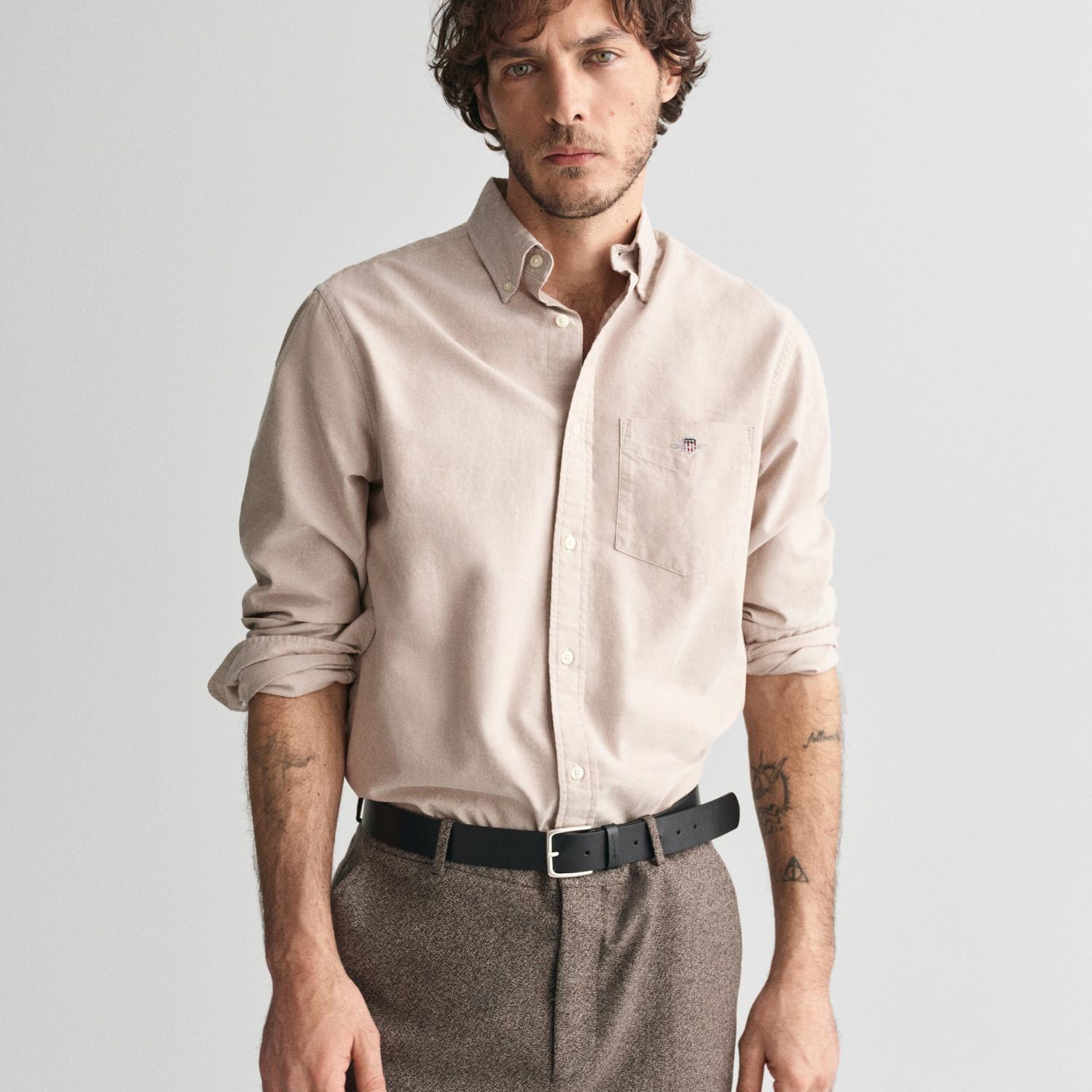 GANT Erkek Kahverengi Regular Fit Düğmeli Yaka Oxford Gömlek