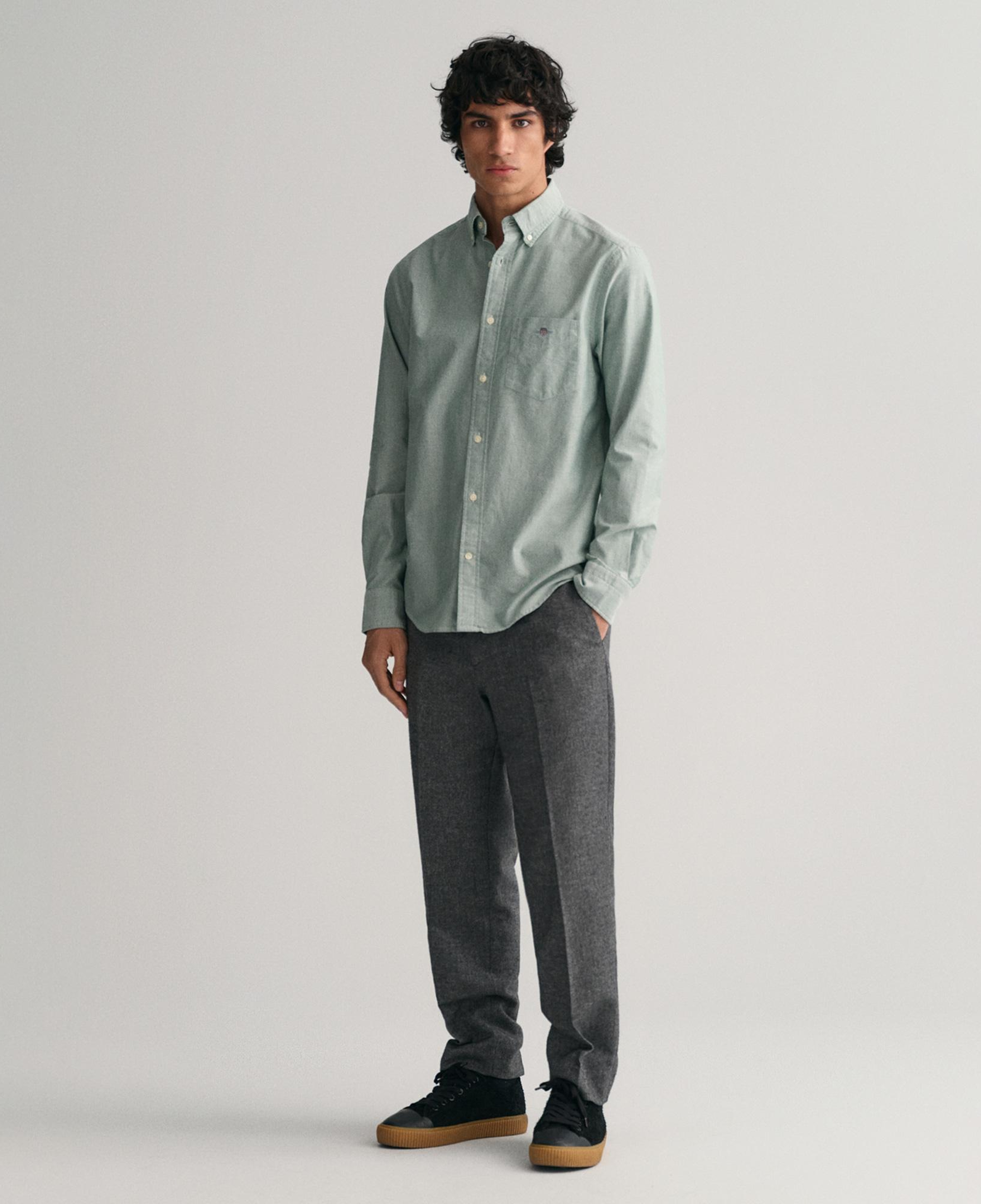 GANT Erkek Yeşil Regular Fit Düğmeli Yaka Oxford Gömlek