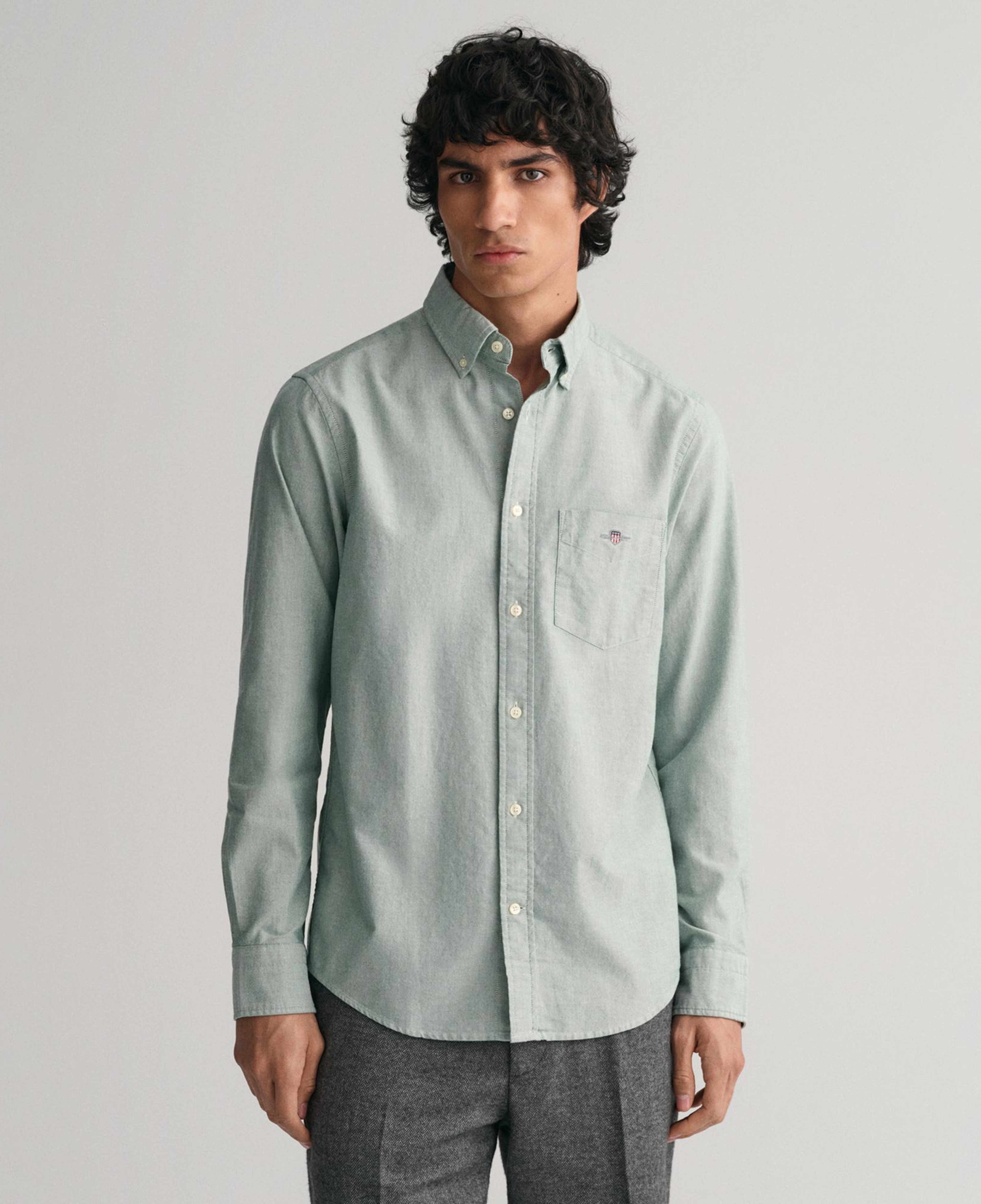 GANT Erkek Yeşil Regular Fit Düğmeli Yaka Oxford Gömlek