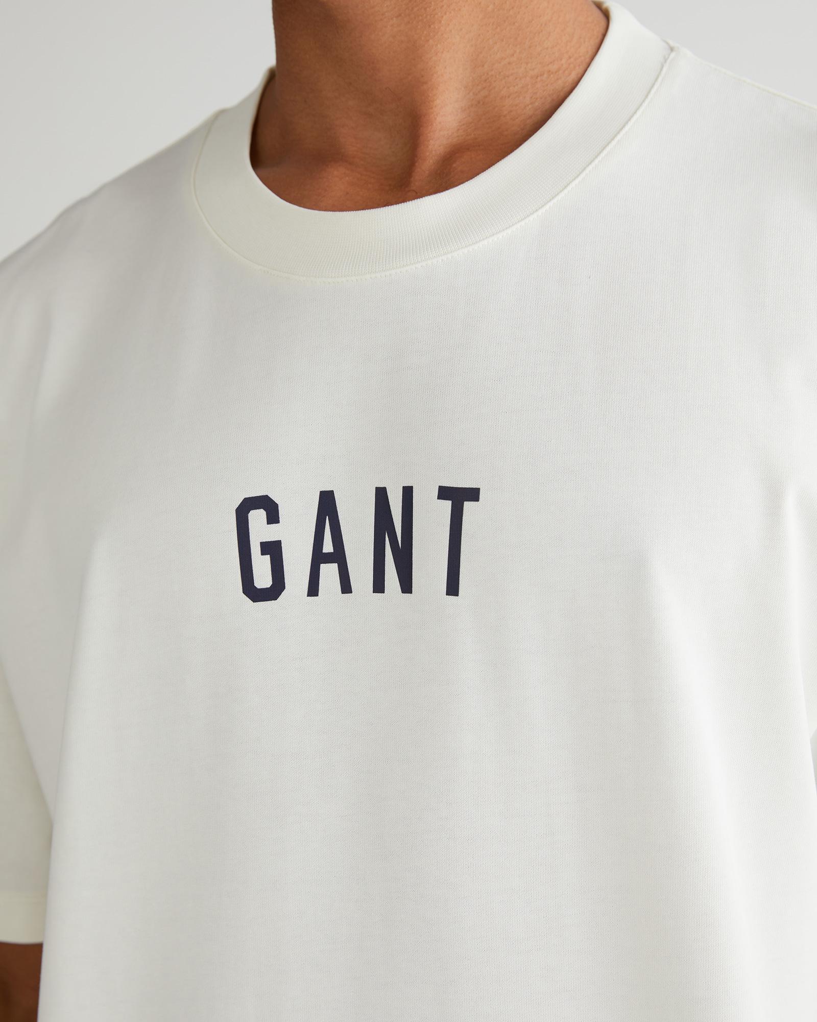 GANT Erkek Krem Relaxed Fit Bisiklet Yaka Logolu T-Shirt