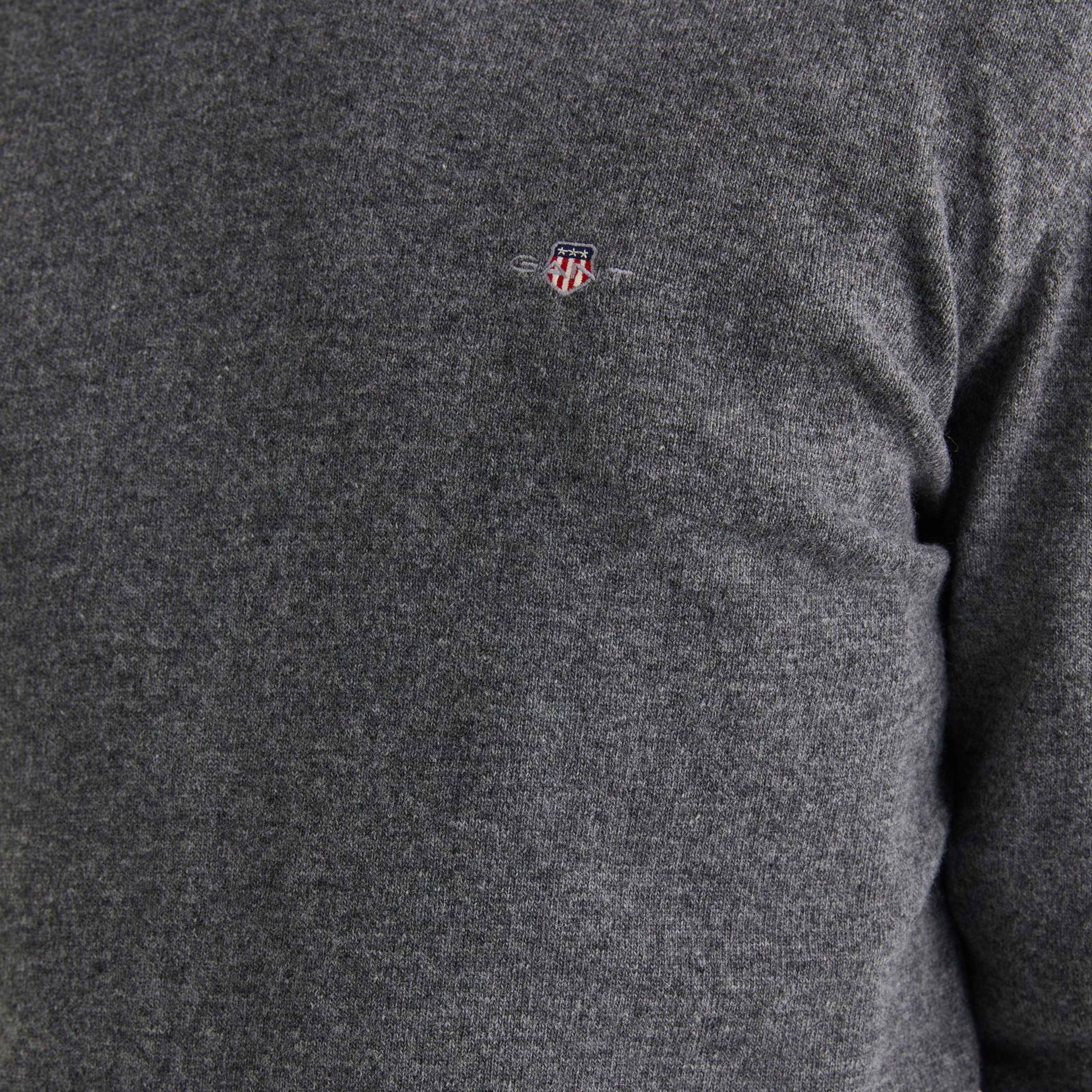 GANT Erkek Gri Regular Fit Bisiklet Yaka Yün Kazak