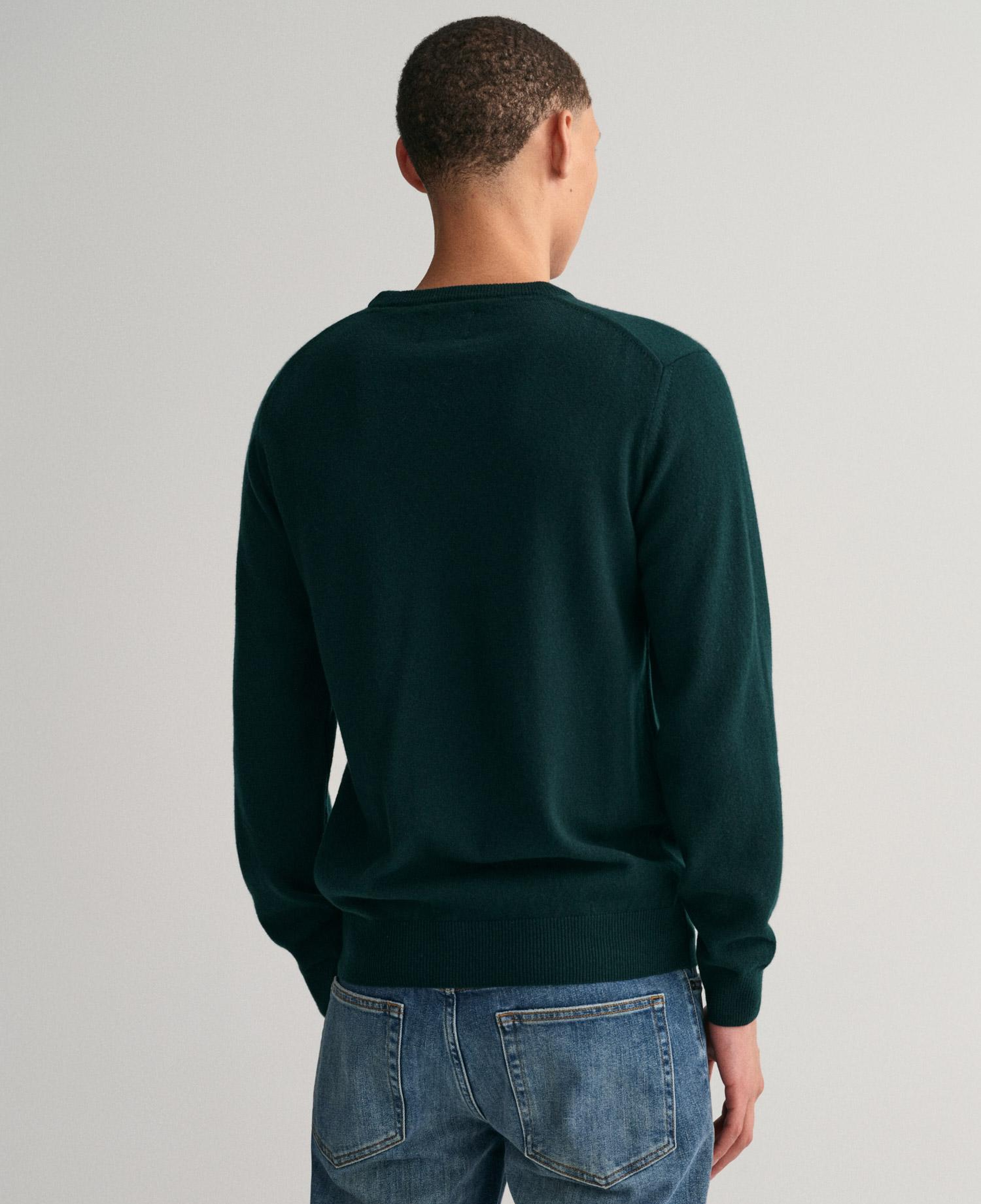 GANT Erkek Yeşil Regular Fit Bisiklet Yaka Yün Kazak