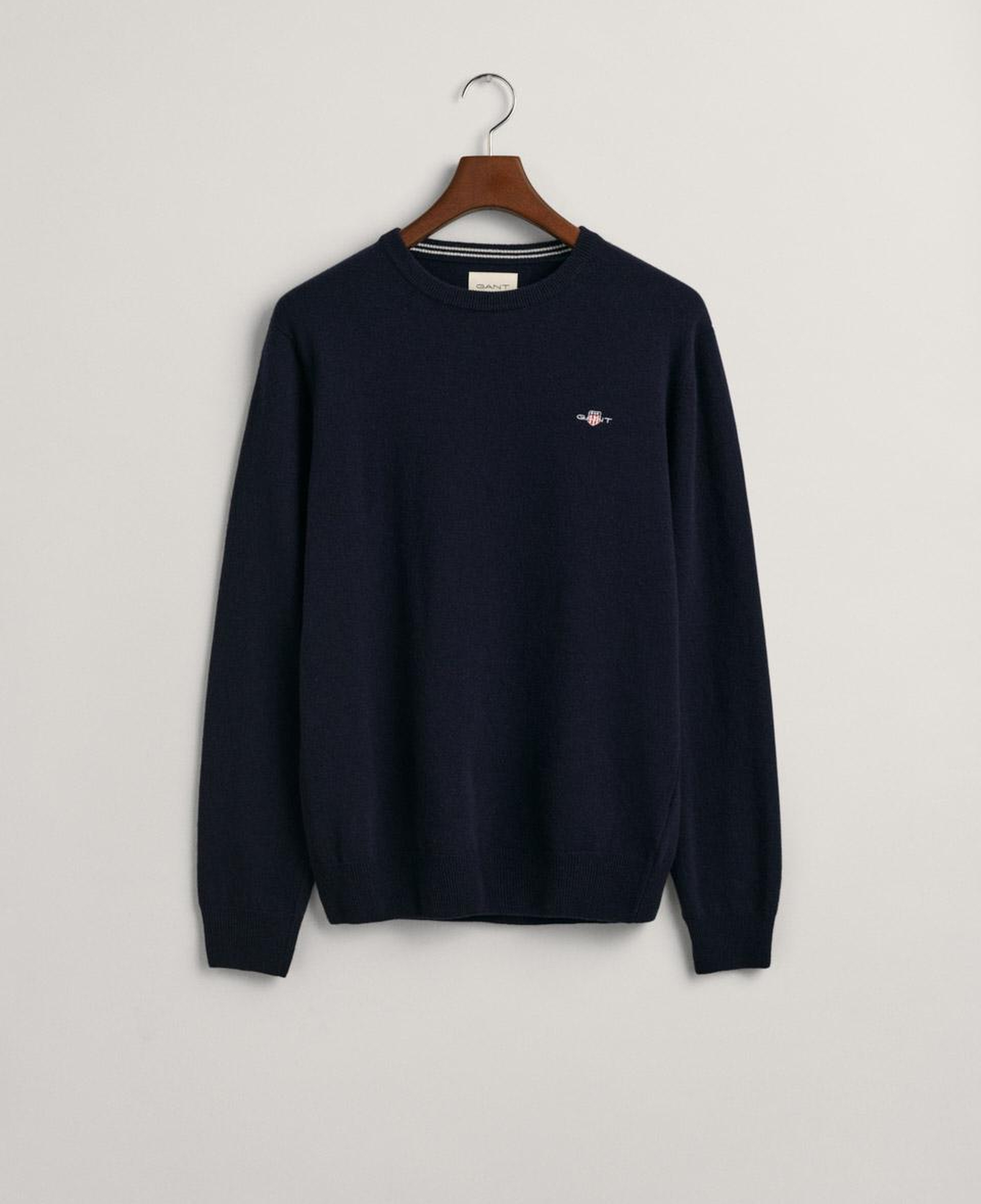 GANT Erkek Lacivert Regular Fit Bisiklet Yaka Yün Kazak