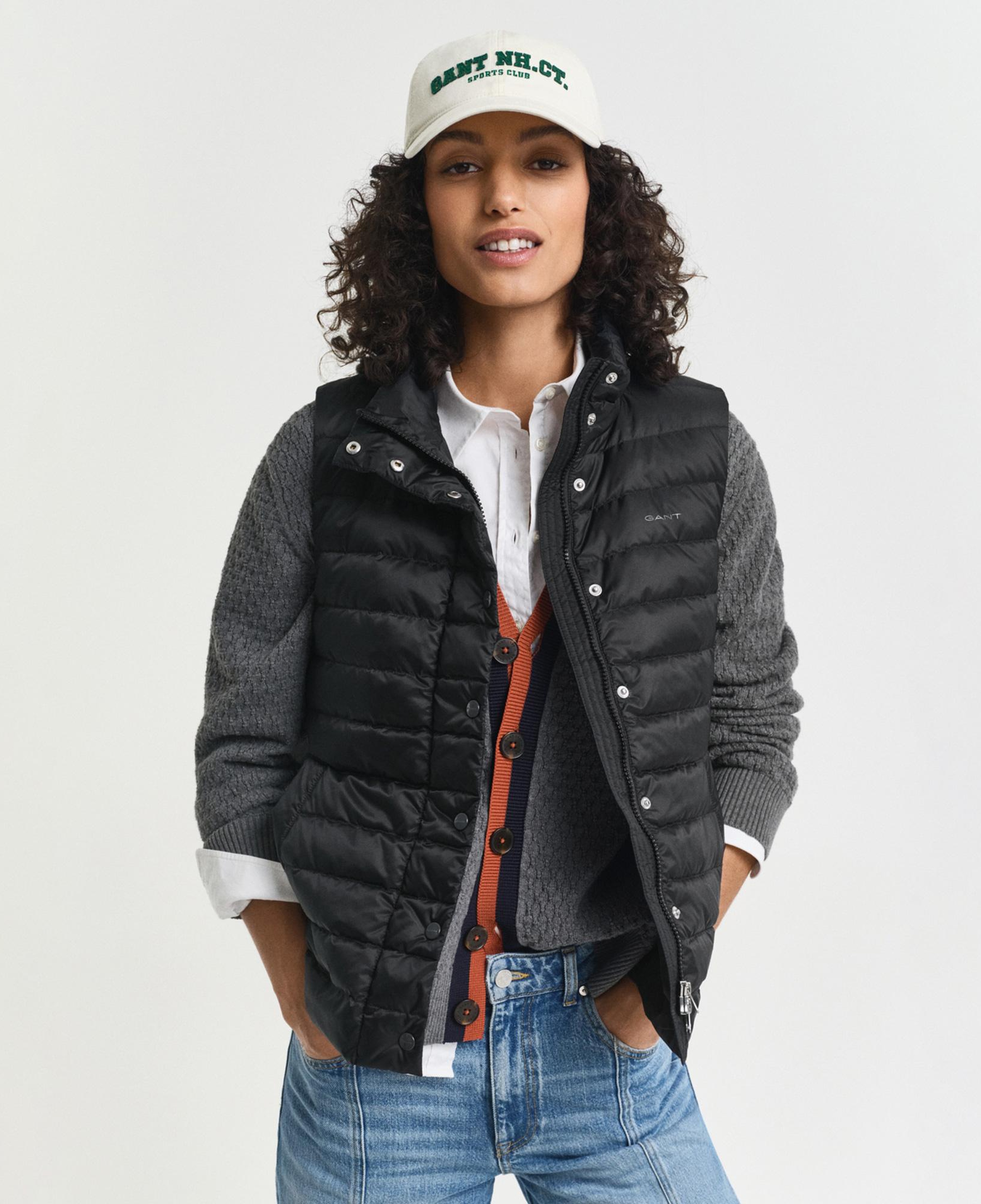 GANT Kadın Siyah Regular Fit Dik Yaka Kaz Tüyü Yelek